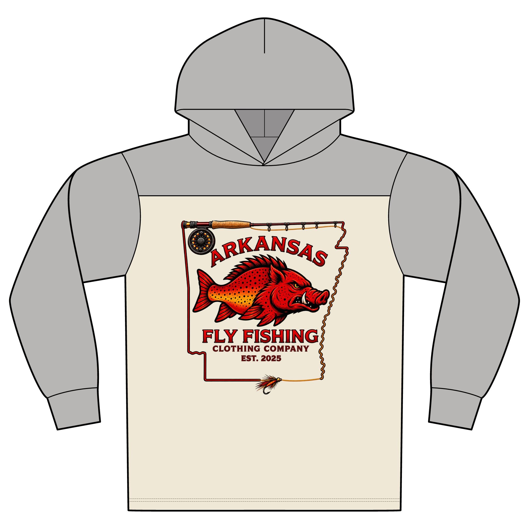 Arkansas Fly Fishing Clothing Company Hoodie — Hog/Trout Graphic 2 Tone Hoodie Long-Sleeve