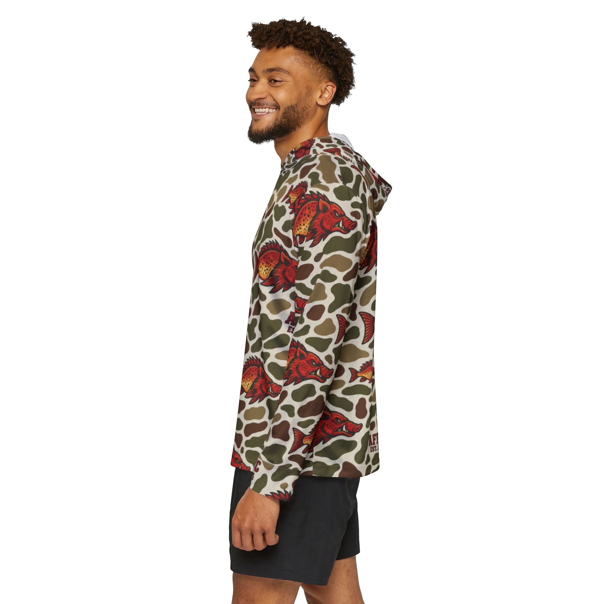 AFFCC EST. 2025 Camo All Sublimation Print Hoodie — Camouflage Fish Camo All-Over Print Sports Warmup Hoodie