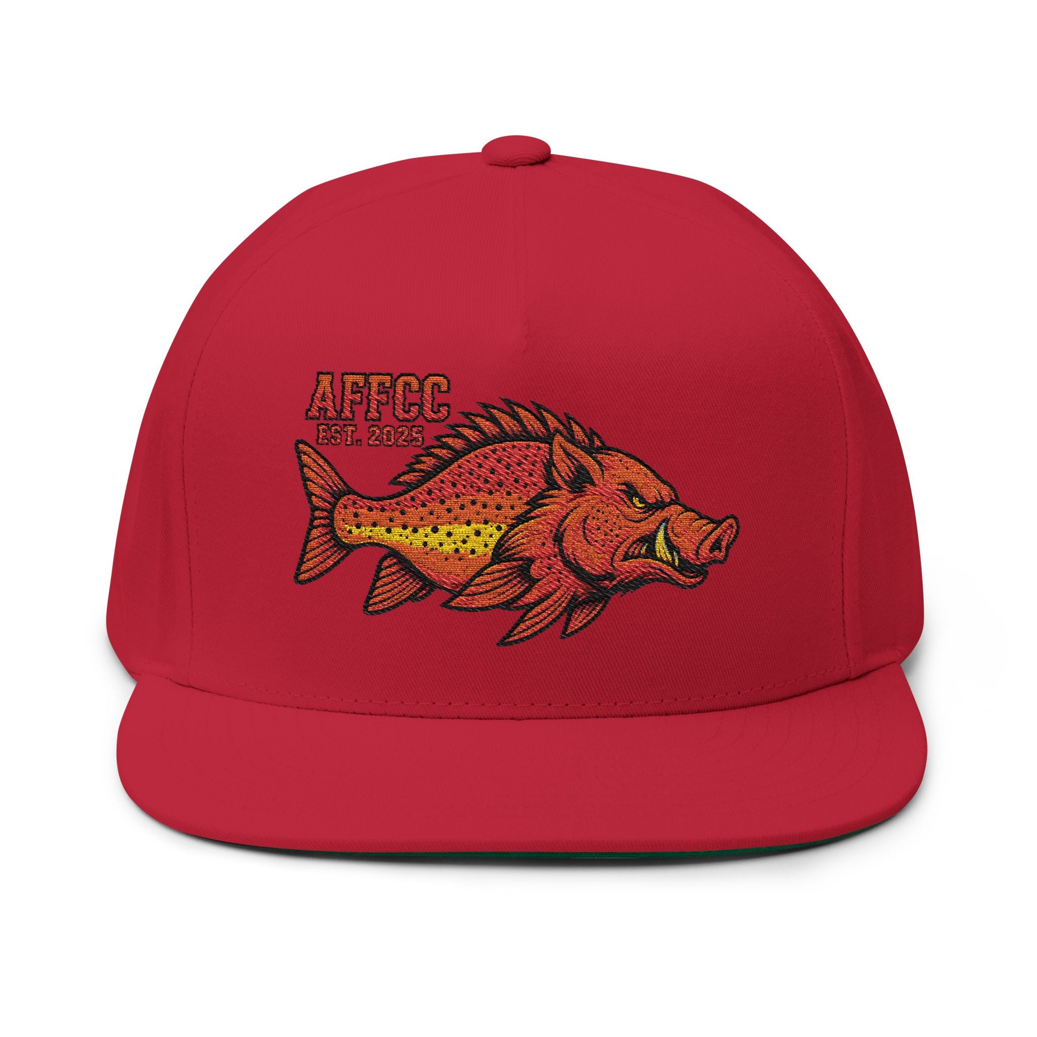 AFFCC Hog/Trout Embroidered Flat Bill Cap — AFCC Est. 2025 Snapback