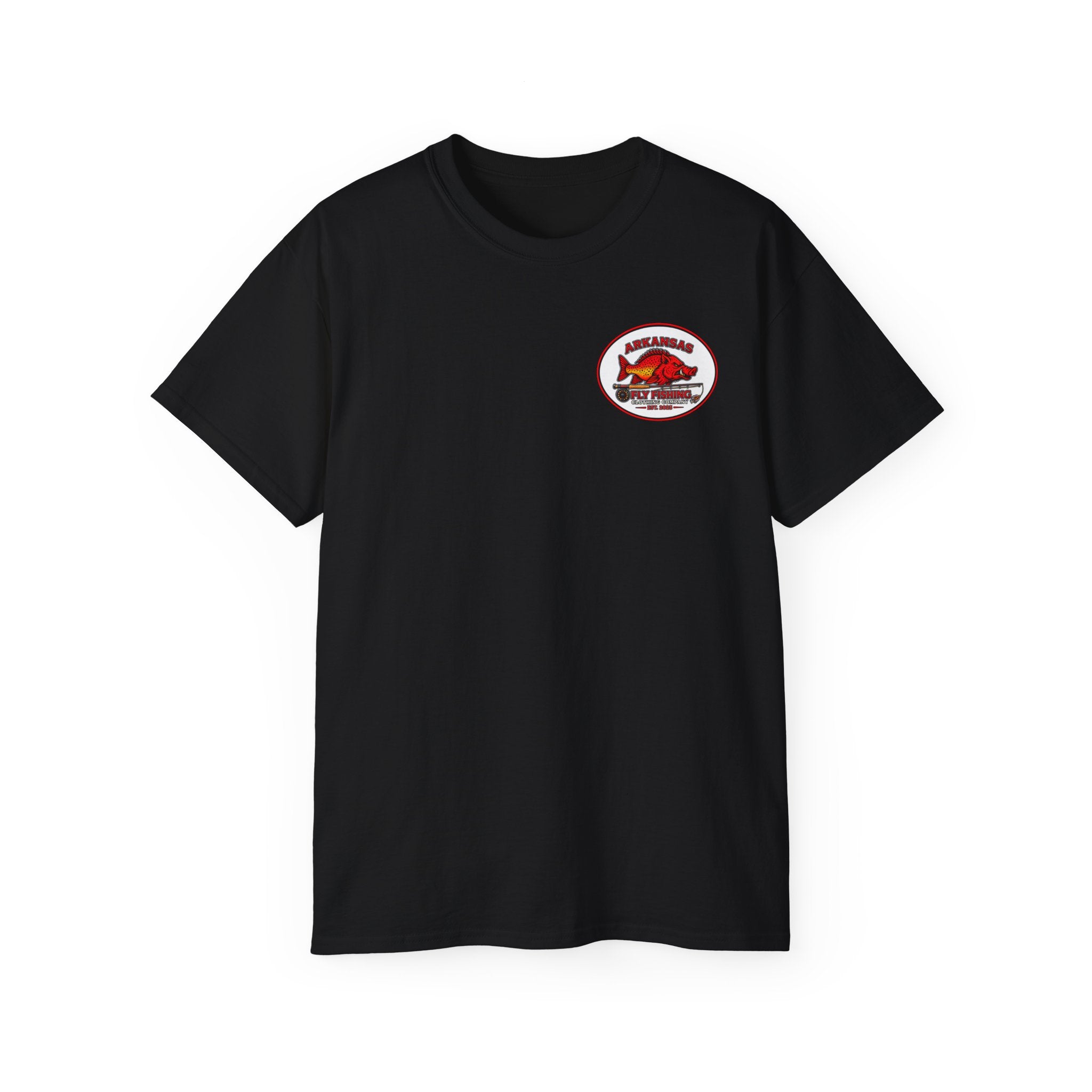 Arkansas Fly Fishing Clothing Company Square Graphic T-Shirt — Arkansas Clothing Company Vintage Fly Design