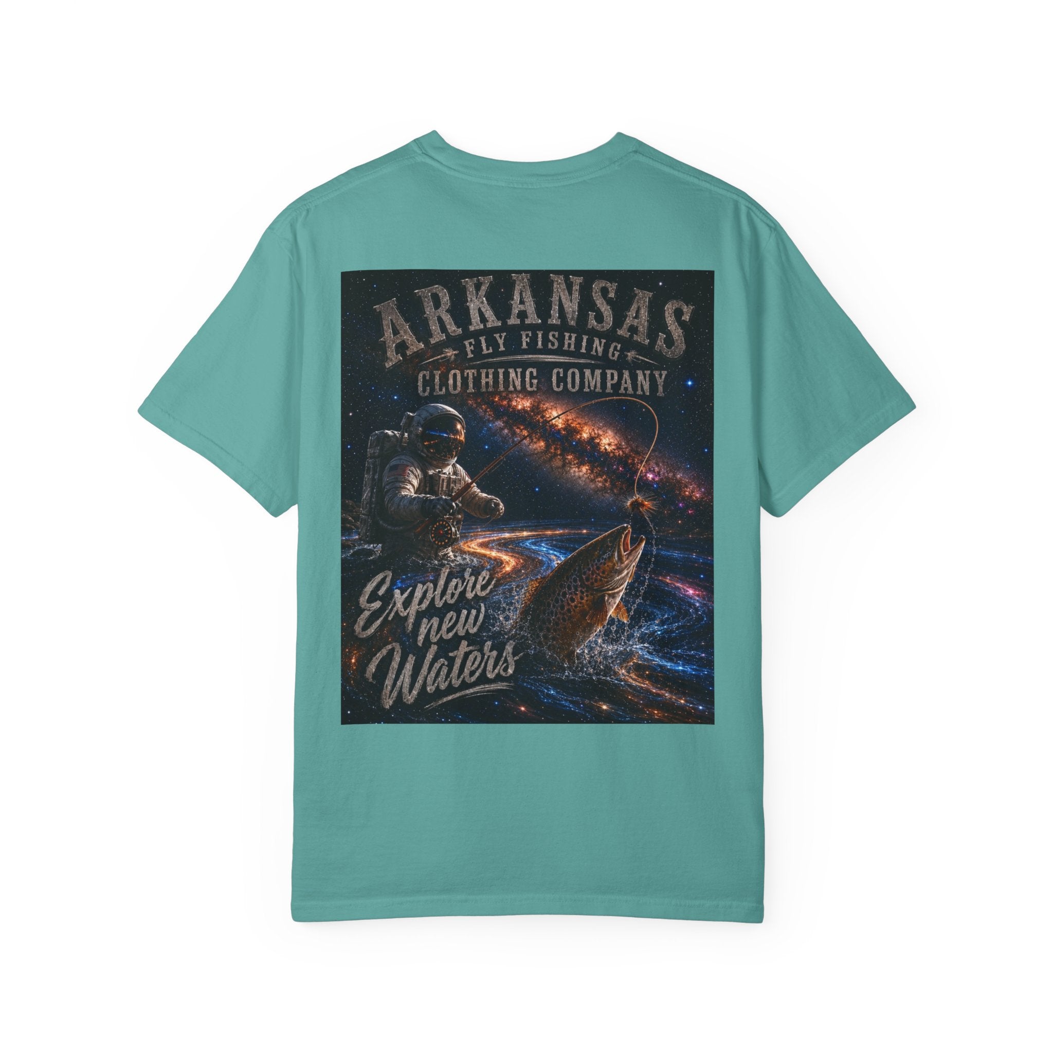 Astronaut Arkansas Fly Fishing Clothing Company T-Shirt — "Explore New Water" Graphic Tee