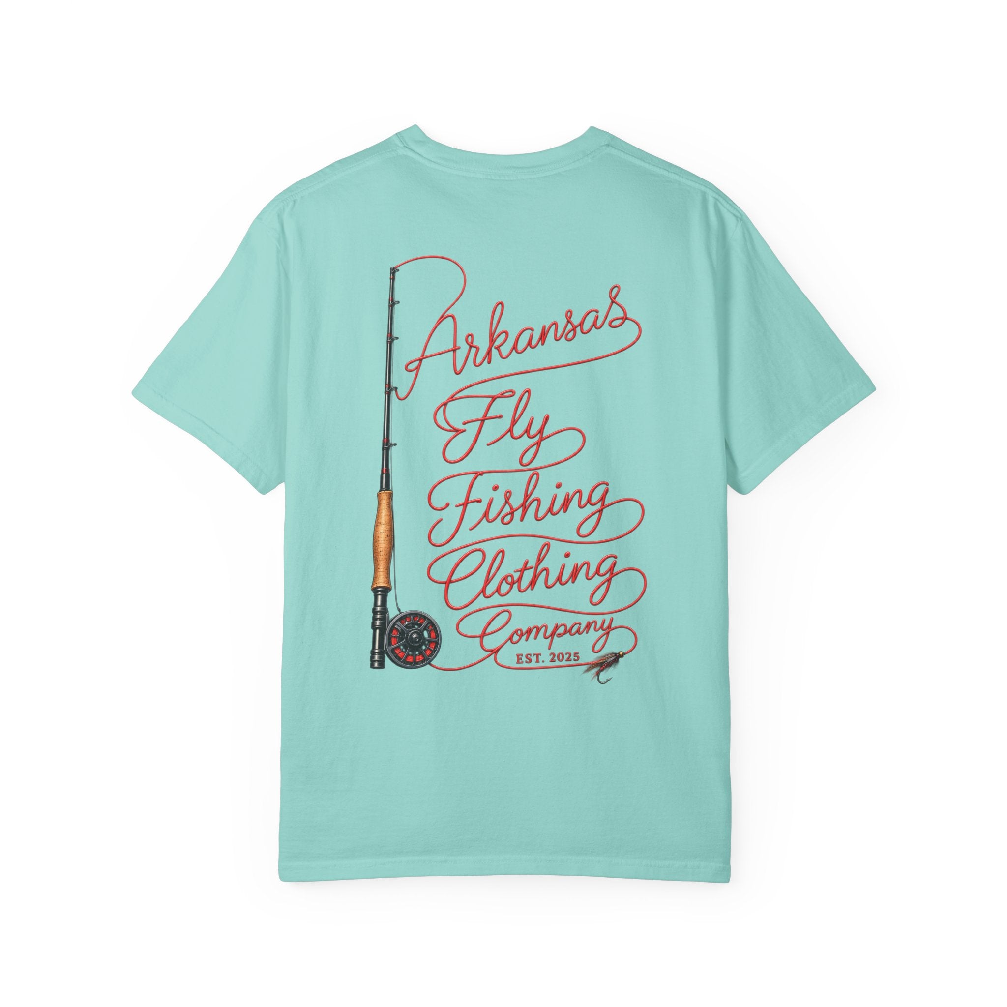Arkansas Fly Fishing Clothing Company T-Shirt | Fly Rod Script Back Print