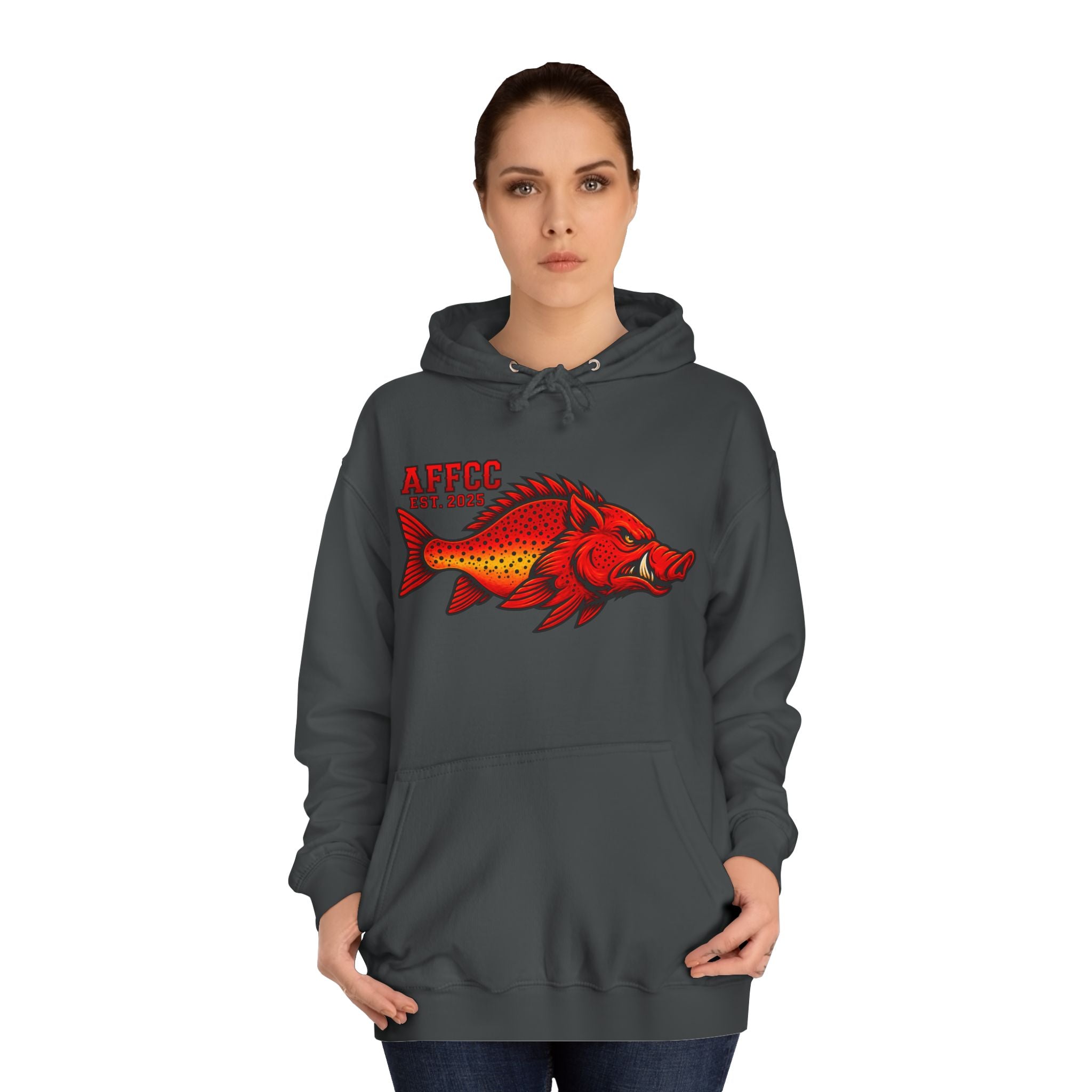 AFFCC Logo Hoodie — Red Hog/Trout "AFFCC Est. 2025"