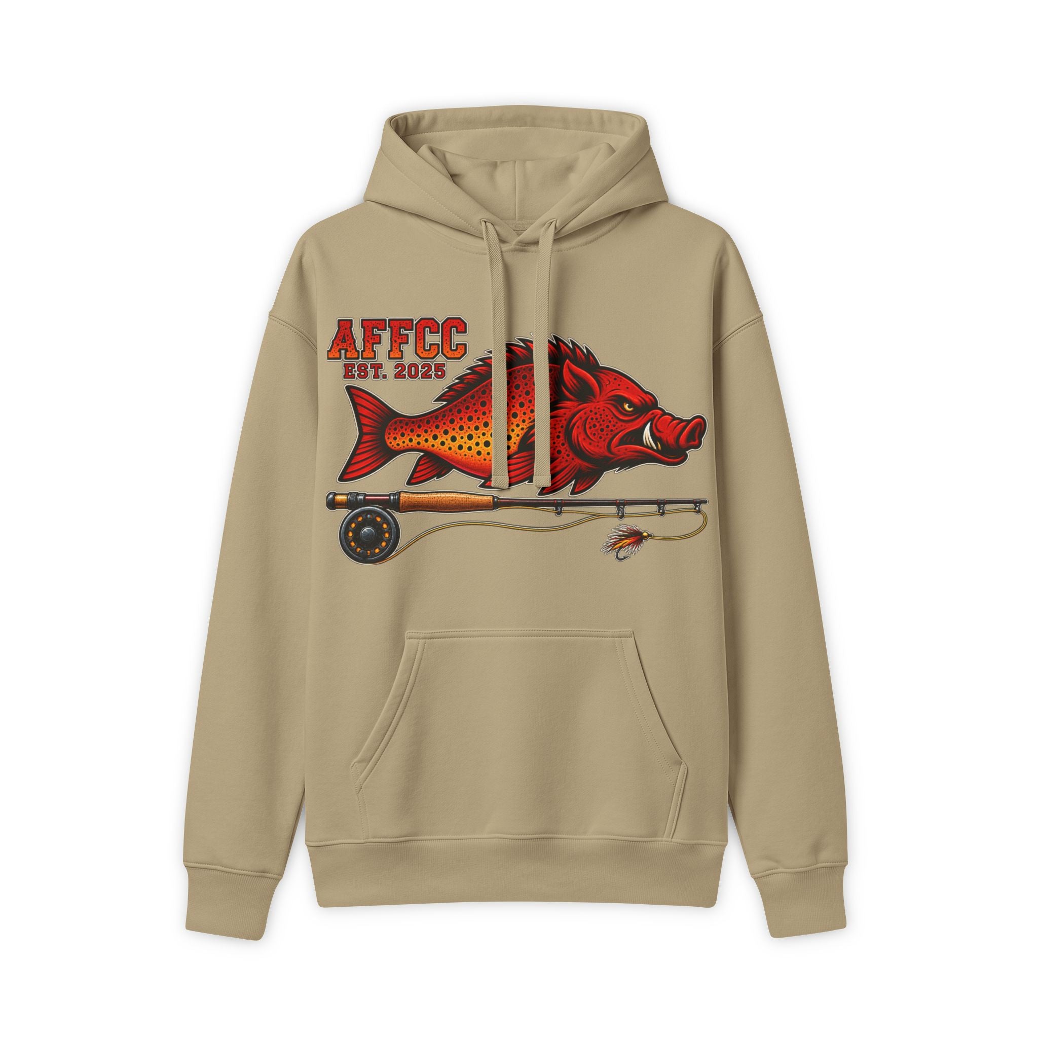 AFFCC Hog/Trout With Fly Rod Hoodie - AFCC Est. 2006 Fishing Graphic Pullover