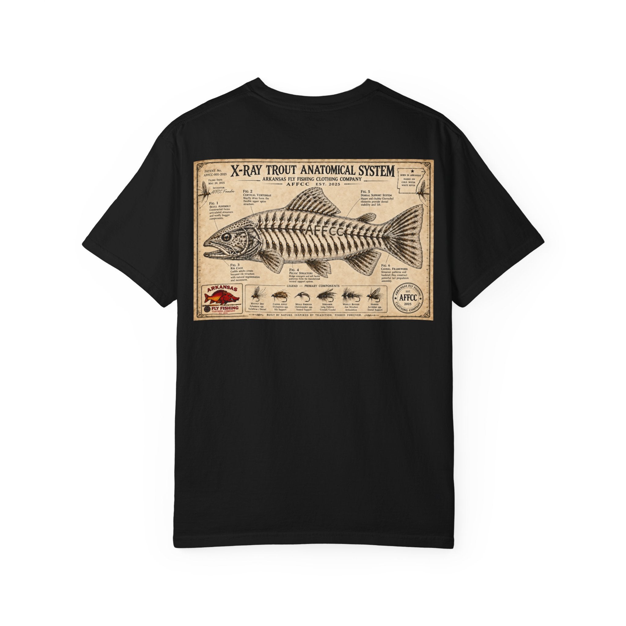 Arkansas Fly Fishing Clothing Company T-Shirt — X-Ray Trout Anatomy Graphic
