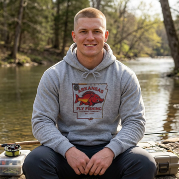 Arkansas Fly Fishing Clothing Company Hoodie – Vintage State Hog/Trout Design