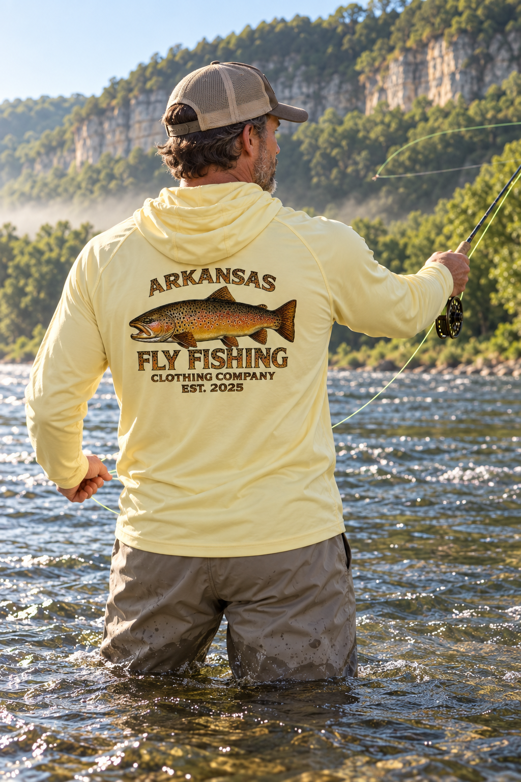 AFFCC Brown Trout DTG Print Sun Hoodie — AFFCC Trout Graphic Sun Hoodie Pullover