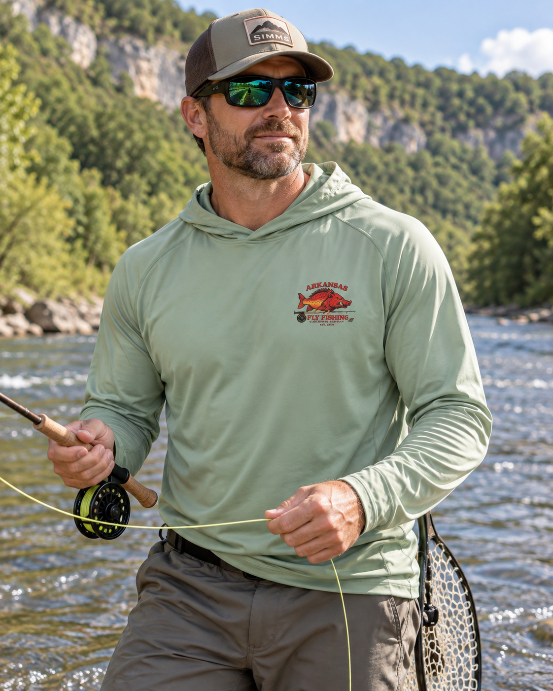 AFFCC Trout Mustache Hoodie DTG Print— AFCC Trout Mustache Sun Hoodie