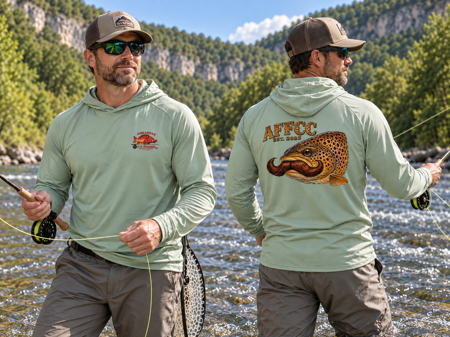 AFFCC Trout Mustache Hoodie DTG Print— AFCC Trout Mustache Sun Hoodie