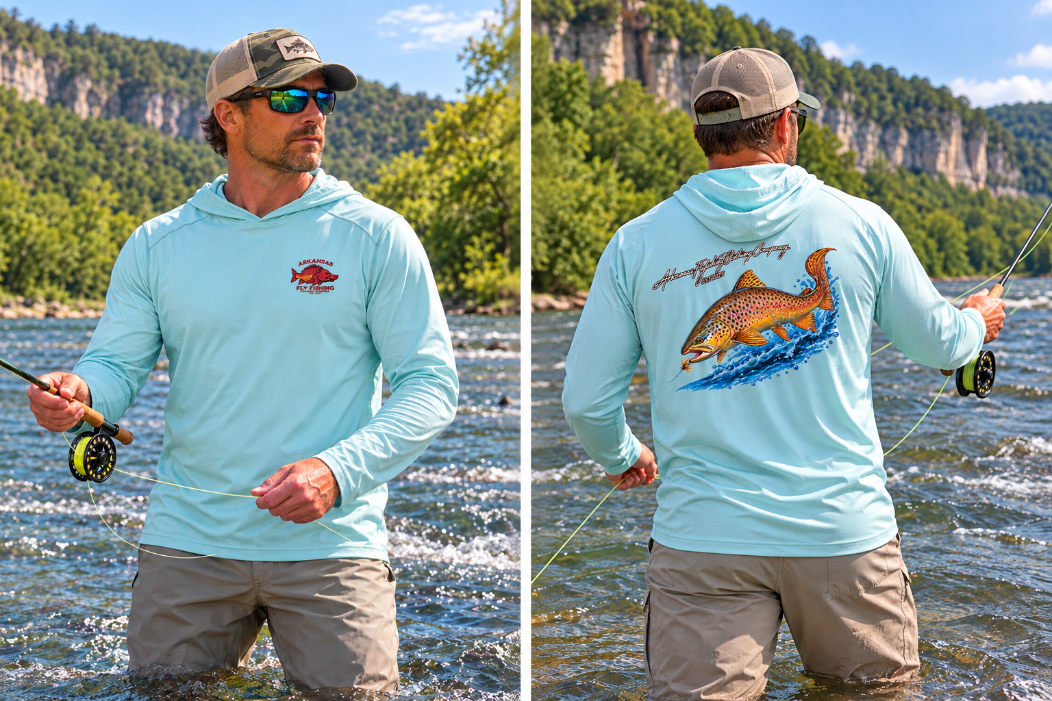 AFFCC Brown Trout Chasing Streamer Sun Hoodie DTG Print
