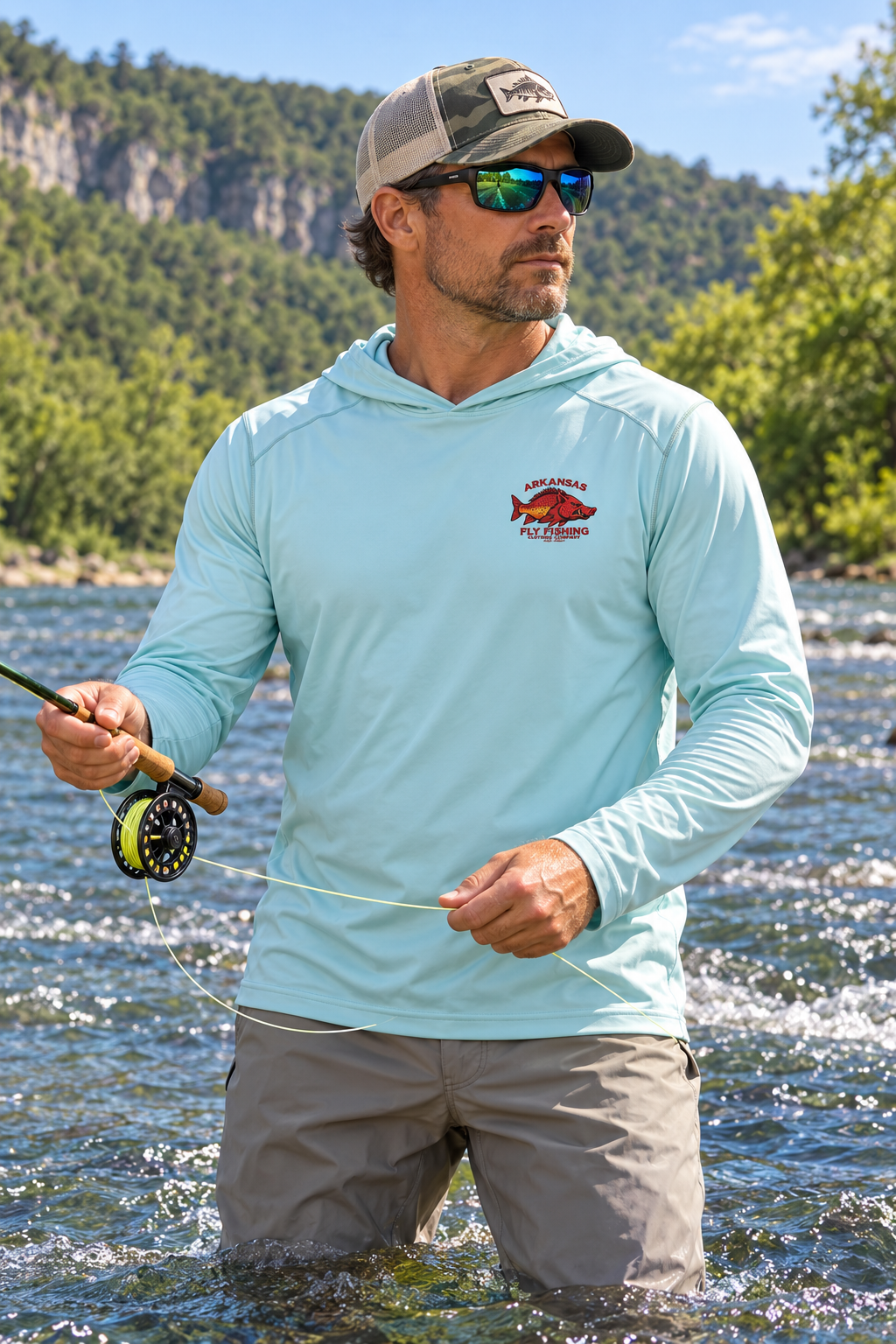 AFFCC Brown Trout Chasing Streamer Sun Hoodie DTG Print