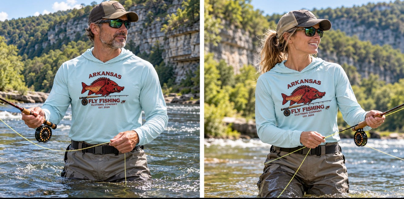 AFFCC Logo With Fly Rod Sun Hoodie — Solar Performance Fishing Pullover