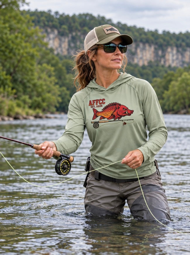 Arkansas Fly Fishing Clothing Company Sun Hoodie — AFCC Hog/Trout Graphic Pullover
