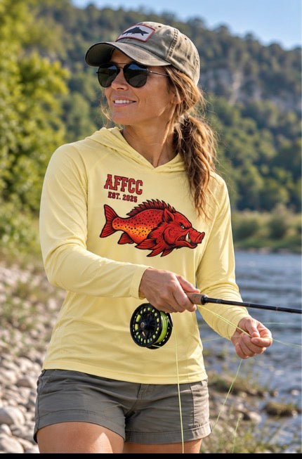 AFFCC Sun Hoodie Hog/Trout Logo – Red Hog/Trout Graphic (AFCC)