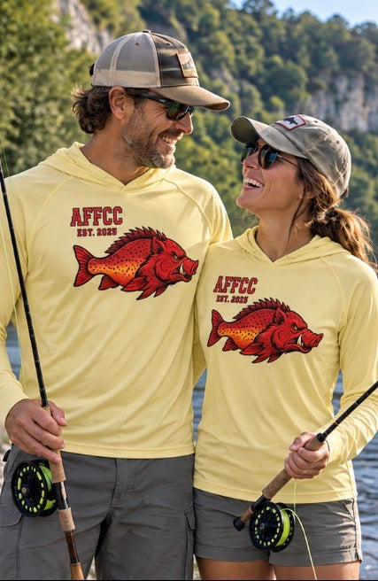 AFFCC Sun Hoodie Hog/Trout Logo – Red Hog/Trout Graphic (AFCC)