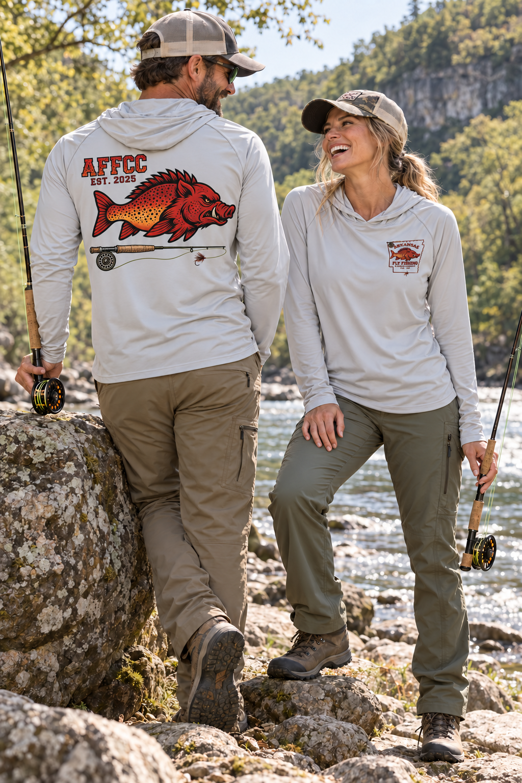 AFFCC Hog/Trout with Fly Rod Sun Hoodie— AFCC Hog/Trout Graphic Solar Hoodie