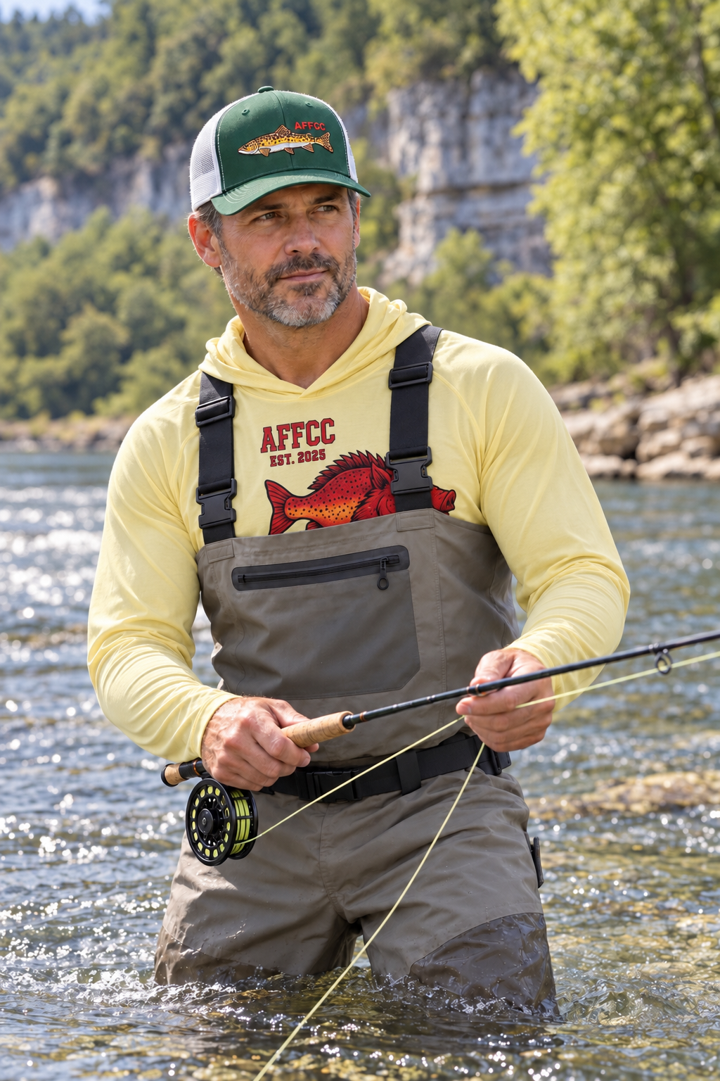 AFFCC Brown Trout Embroidered Trucker Hat – Embroidered Brown Trout ‘AFFCC’ Fishing Hat