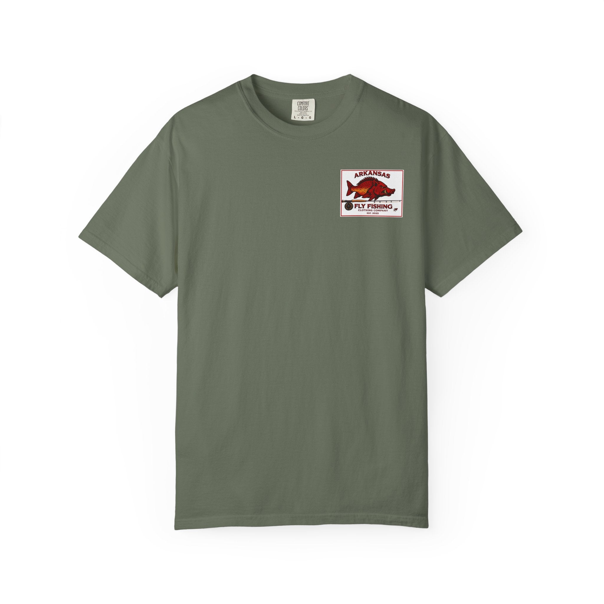 AFFCC Vintage Hog/Trout Hybrid Patch T-Shirt | Small Chest Pocket Graphic/ Large Vintage Back Graphic