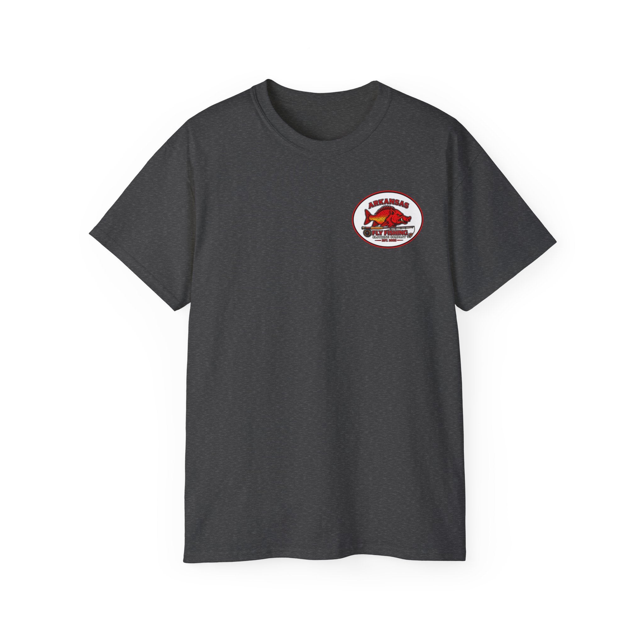 Arkansas Fly Fishing Clothing Company Square Graphic T-Shirt — Arkansas Clothing Company Vintage Fly Design