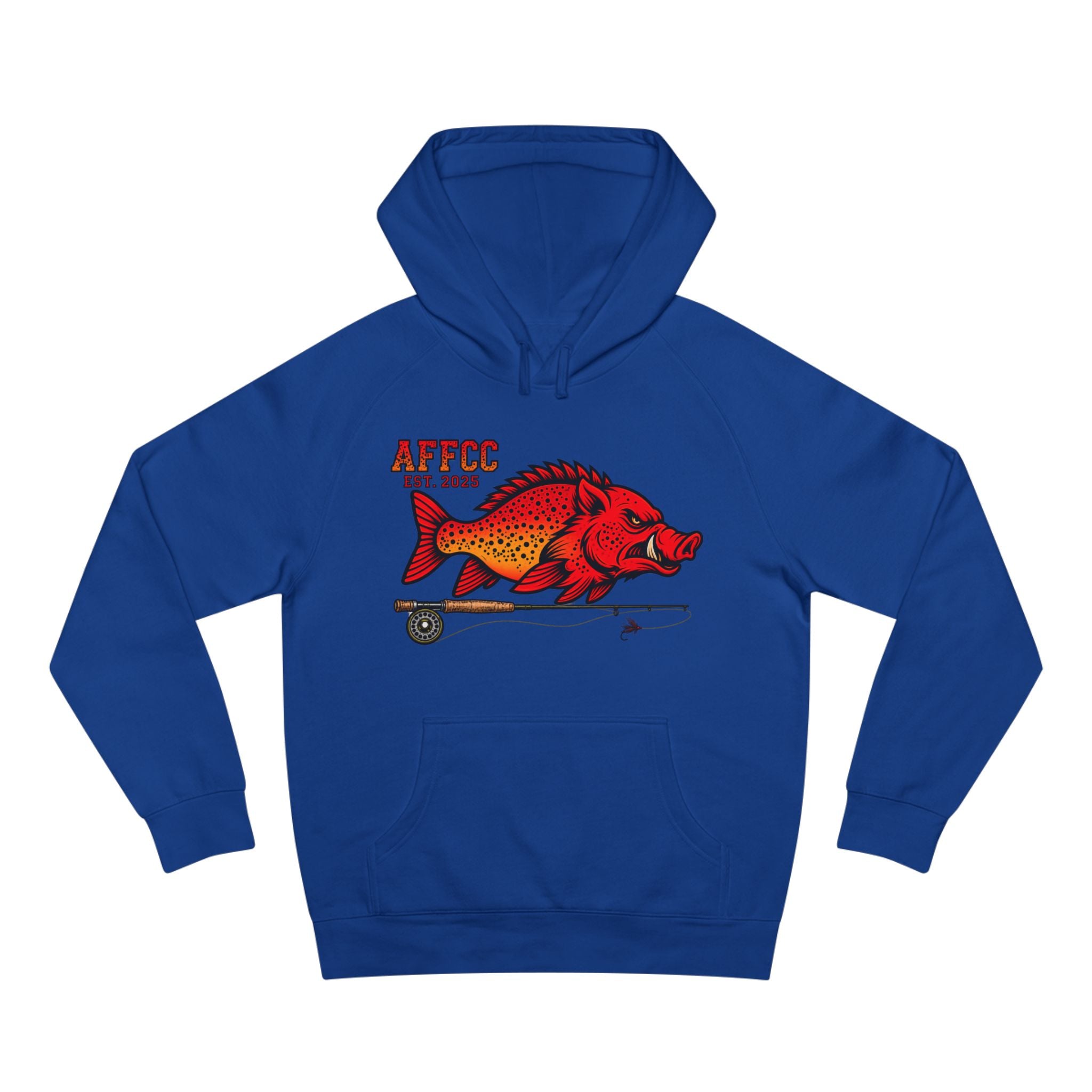 Arkansas Fly Fishing Clothing Company Hoodie — AFFCC EST. 2025 Hog/Trout With Rod Graphic