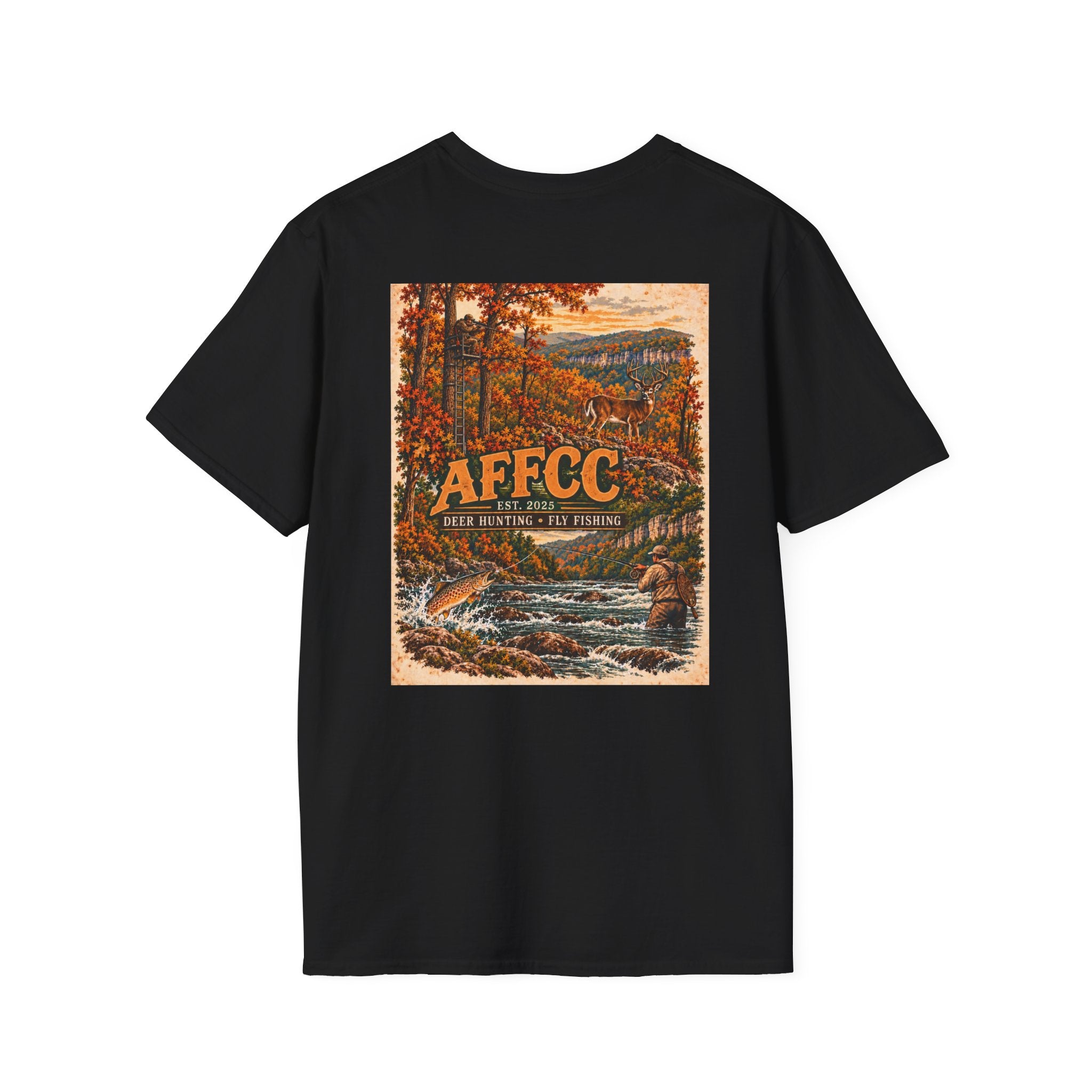 AFFCC Deer hunting and Fall River Fly Fishing Graphic T‑Shirt