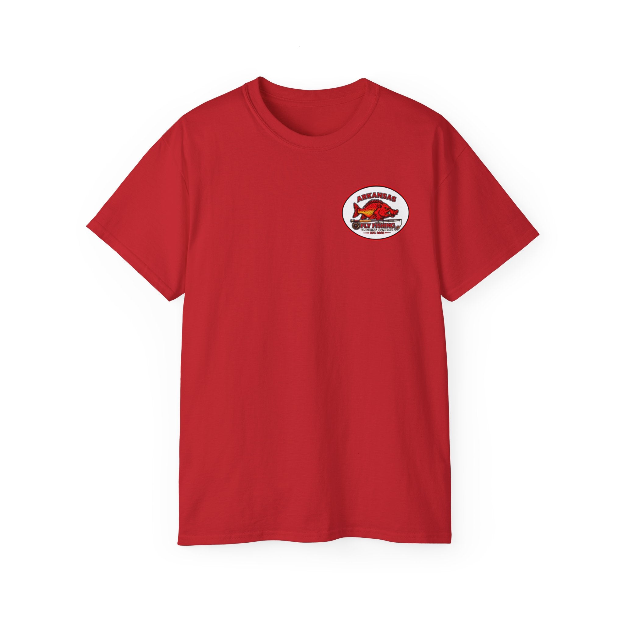 Arkansas Fly Fishing Clothing Company Square Graphic T-Shirt — Arkansas Clothing Company Vintage Fly Design