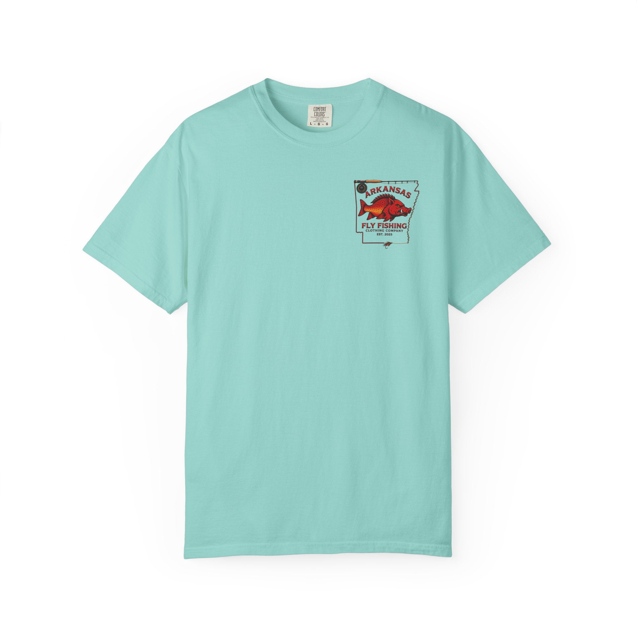 Arkansas Fly Fishing Clothing Company T-Shirt | Fly Rod Script Back Print
