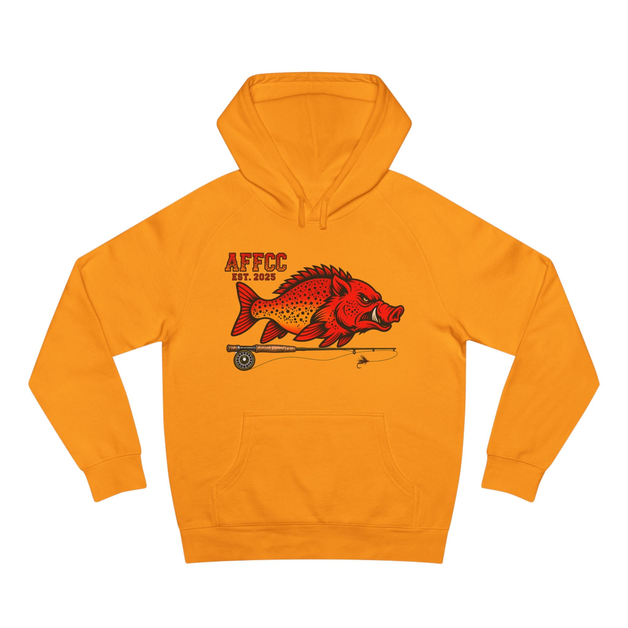 Arkansas Fly Fishing Clothing Company Hoodie — AFFCC EST. 2025 Hog/Trout With Rod Graphic