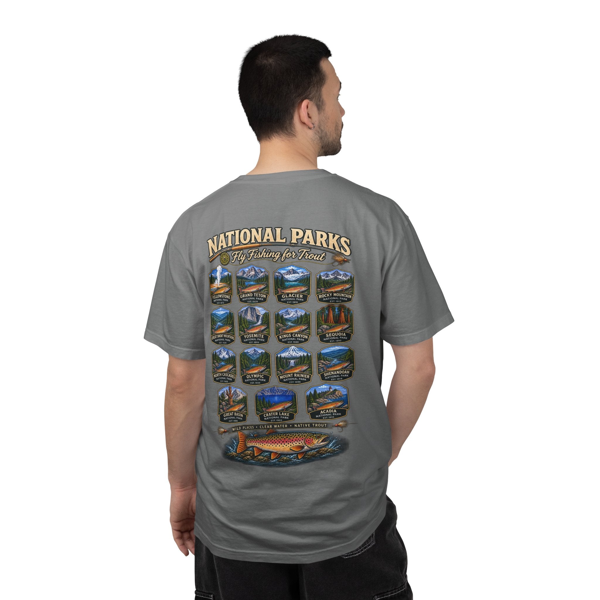 AFFCC National Parks Trout Roadtrip T‑Shirt — US Parks Vintage Design