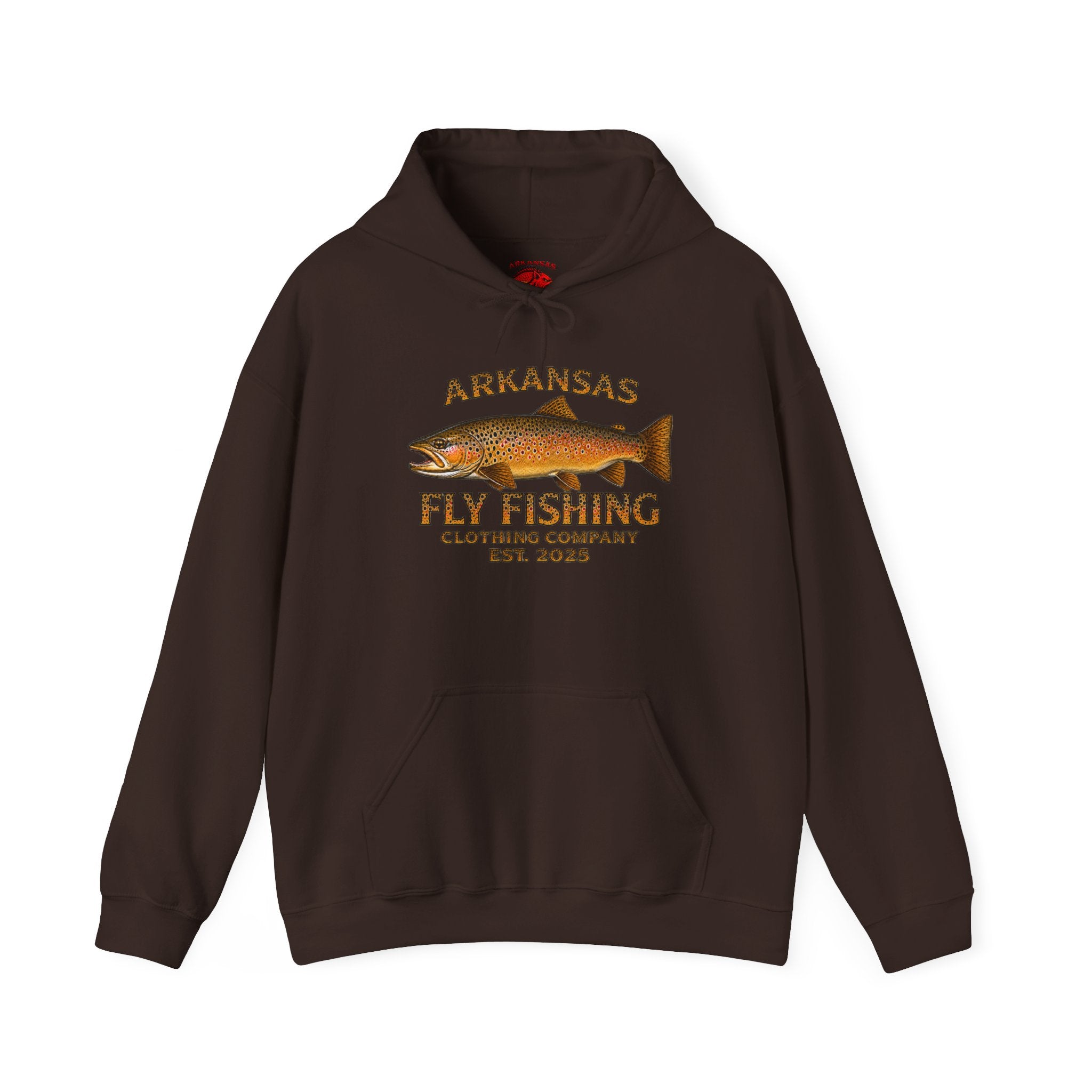 Arkansas Fly Fishing Clothing Company  Hoodie – Brown Trout Design