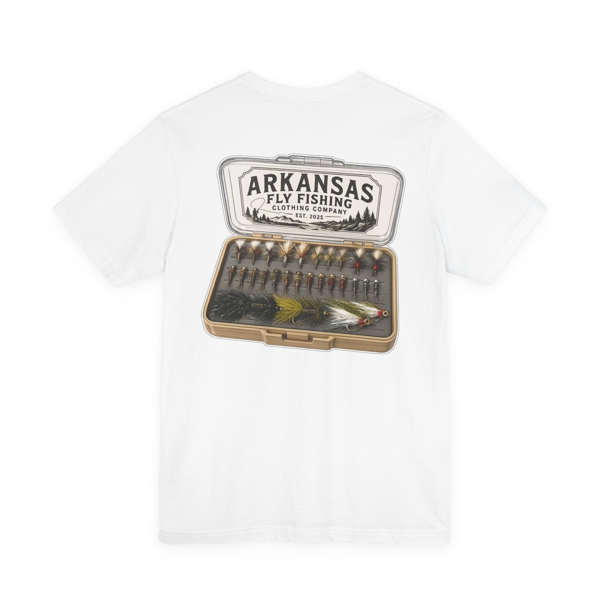 Athletic Fit Runs Small ARKANSAS FLY FISHING CLOTHING COMPANY - FLY BOX Unisex Jersey Short Sleeve Tee