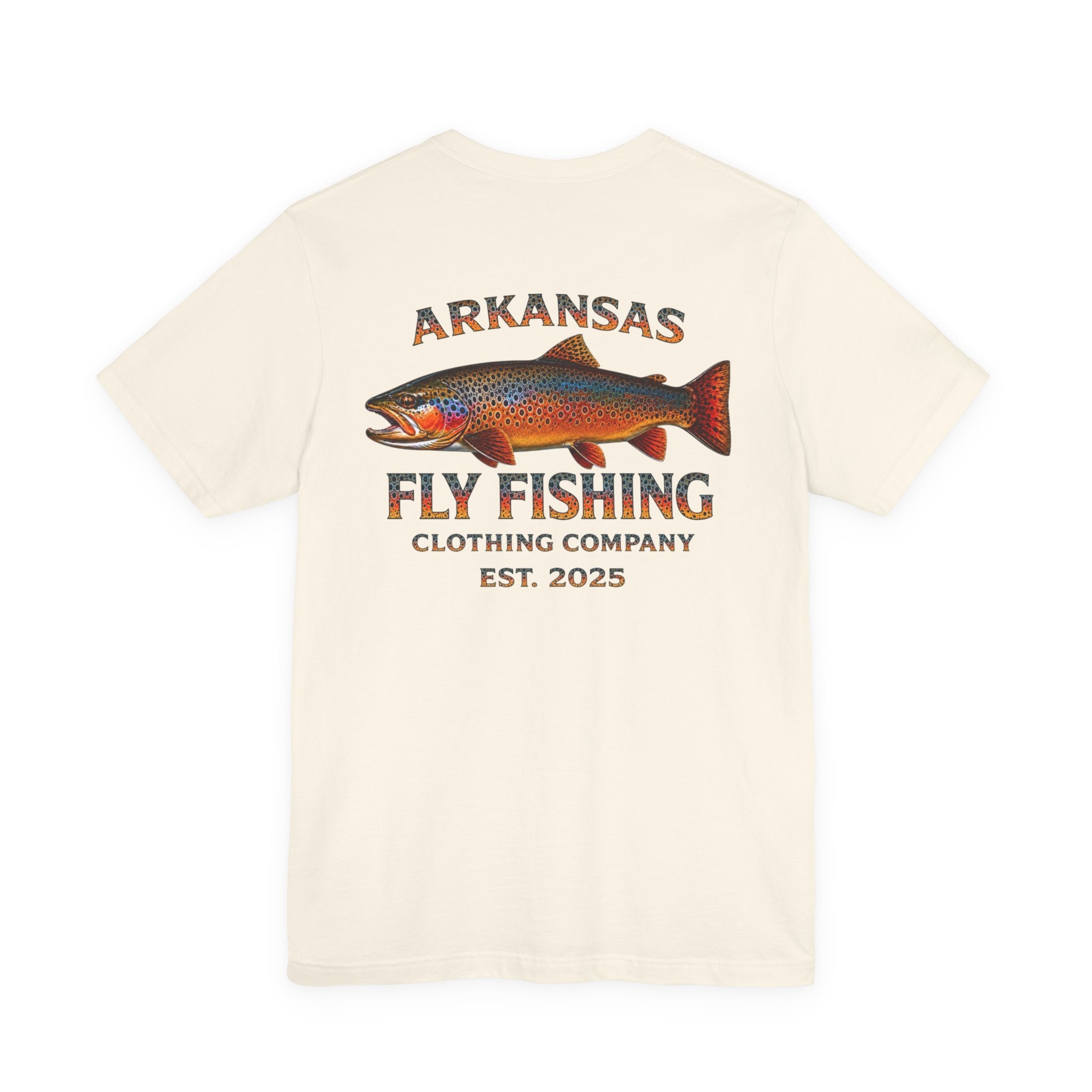 Athletic fit Runs Small AFFCC Arkansas Fly Fishing Tee – Brown Trout Graphic Short Sleeve Shirt