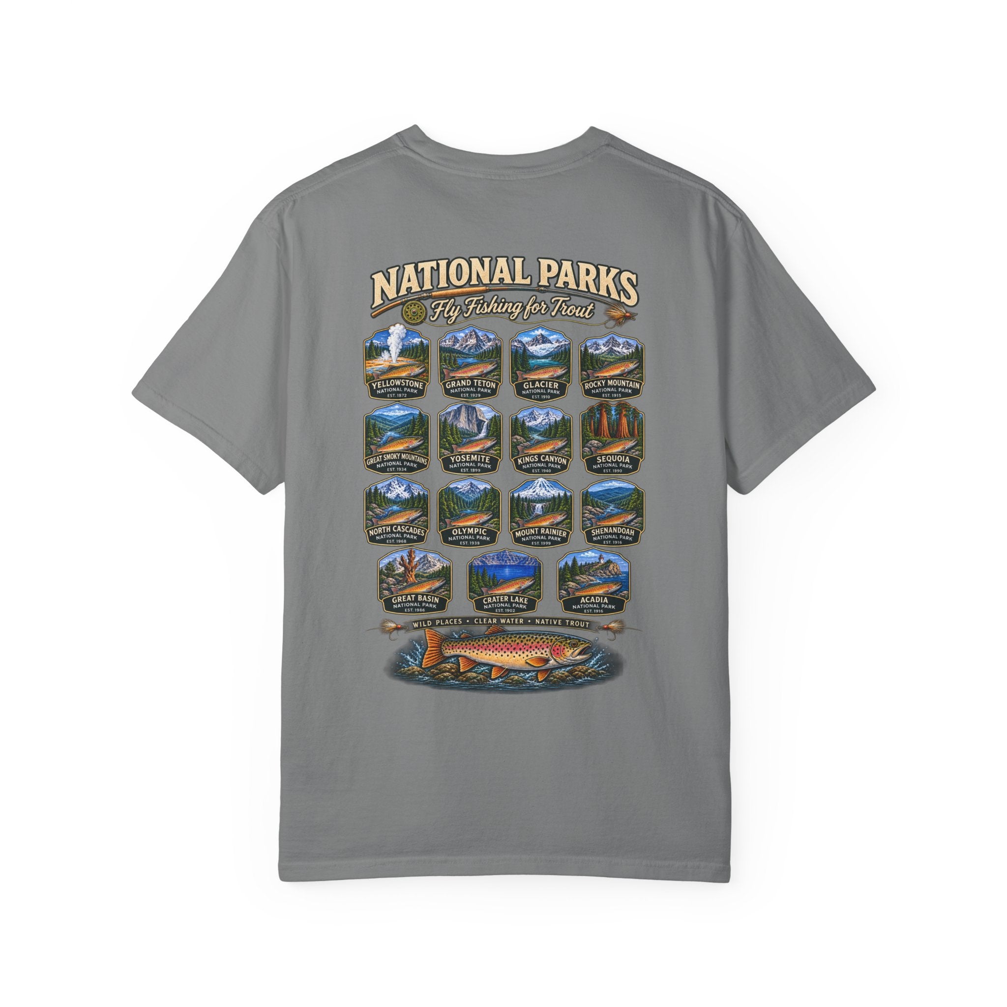 AFFCC National Parks Trout Roadtrip T‑Shirt — US Parks Vintage Design
