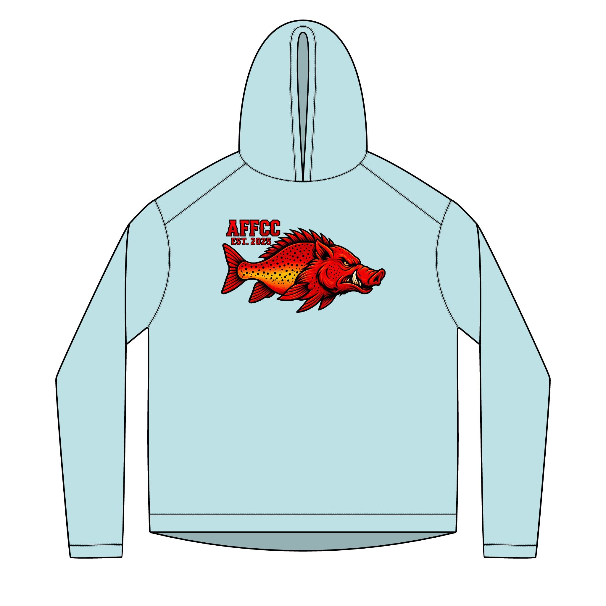 AFFCC Sun Hoodie Hog/Trout Logo – Red Hog/Trout Graphic (AFCC)