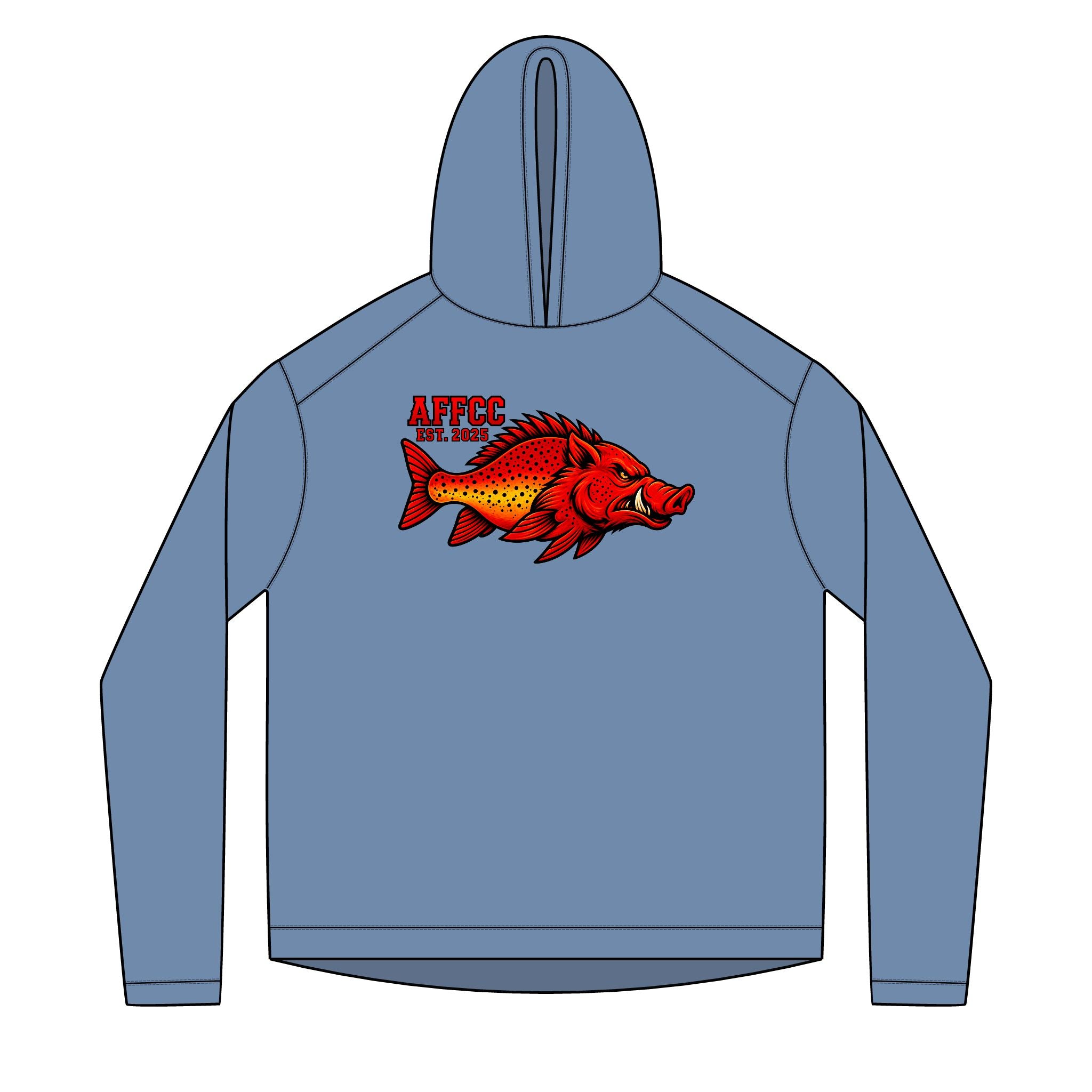 AFFCC Sun Hoodie Hog/Trout Logo – Red Hog/Trout Graphic (AFCC)