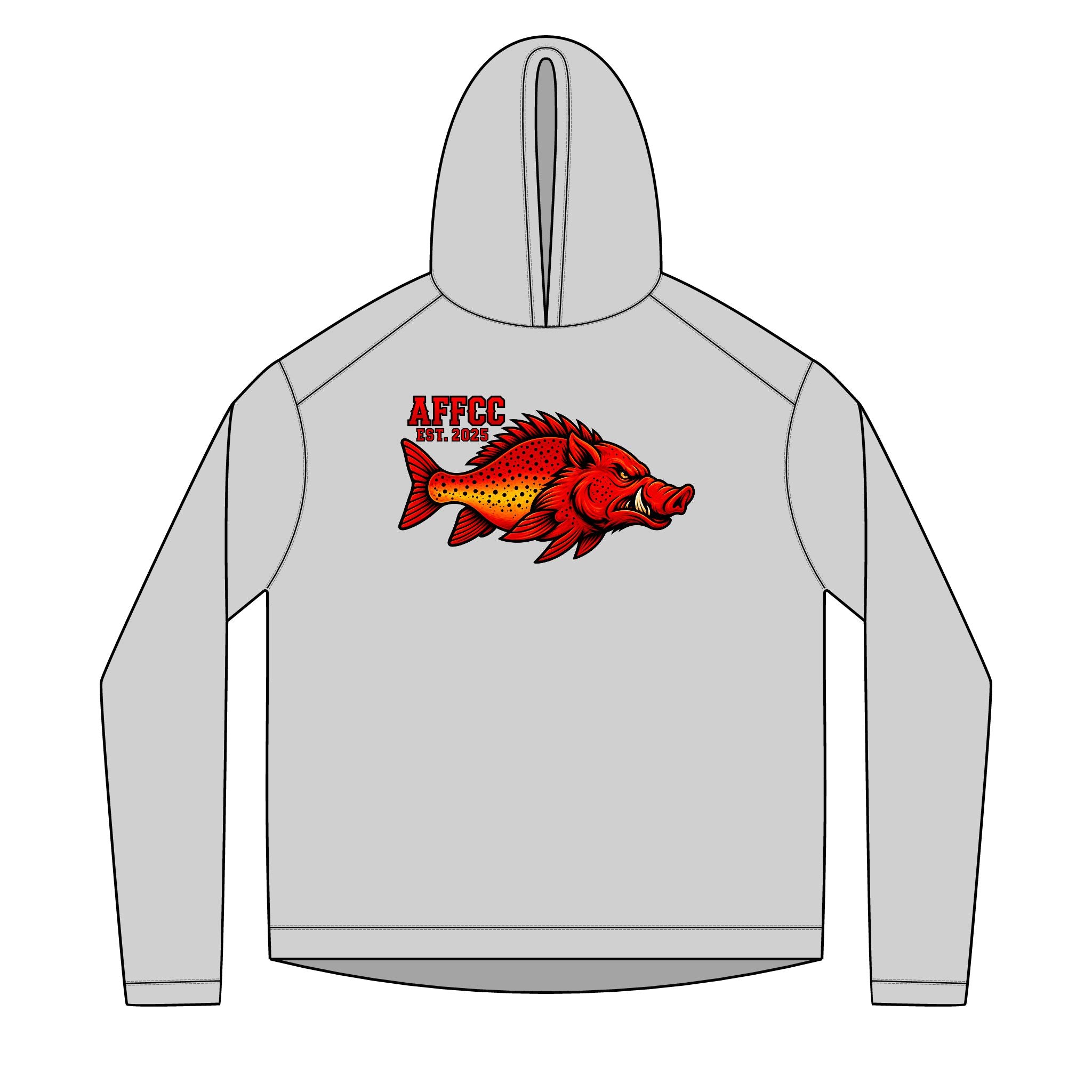 AFFCC Sun Hoodie Hog/Trout Logo – Red Hog/Trout Graphic (AFCC)