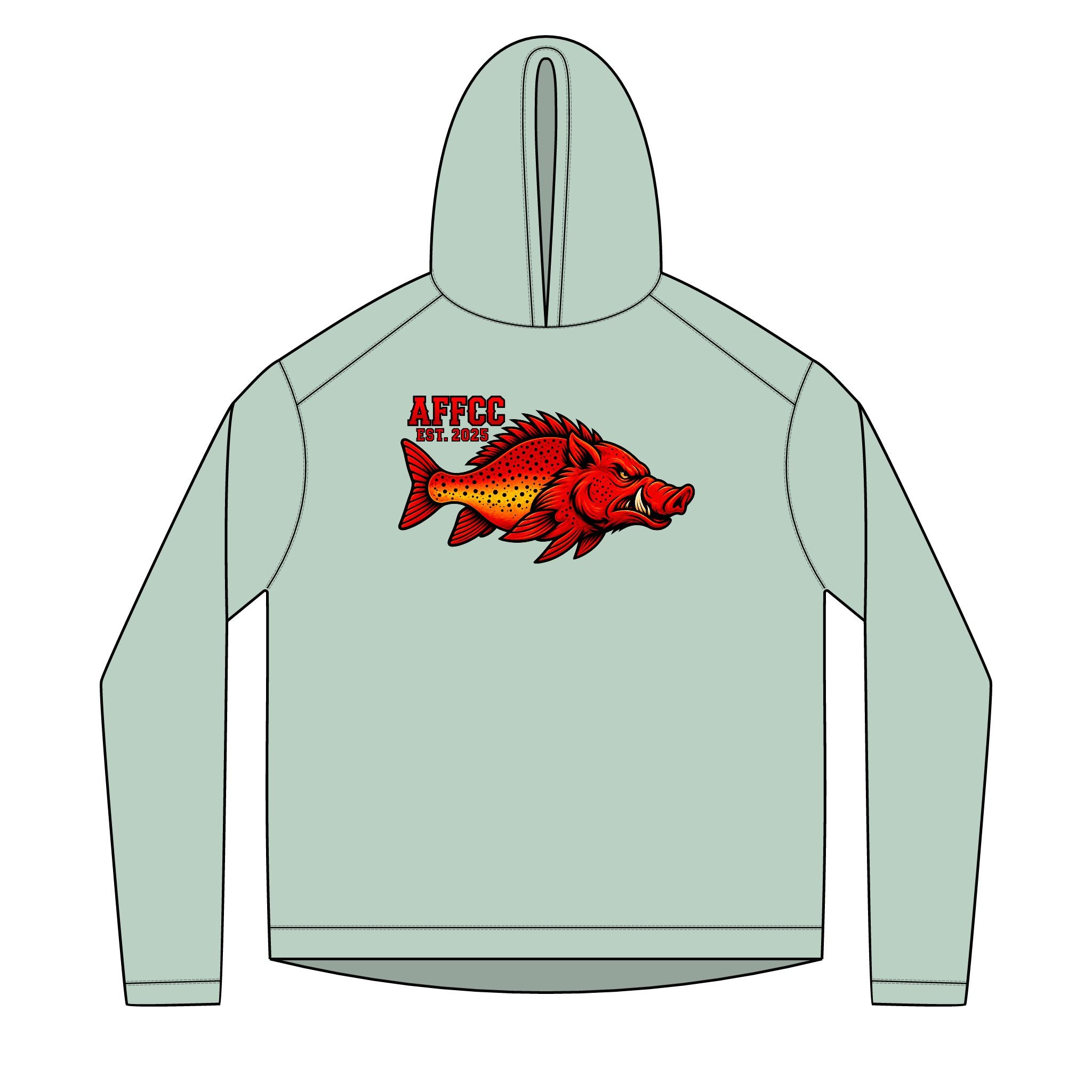 AFFCC Sun Hoodie Hog/Trout Logo – Red Hog/Trout Graphic (AFCC)
