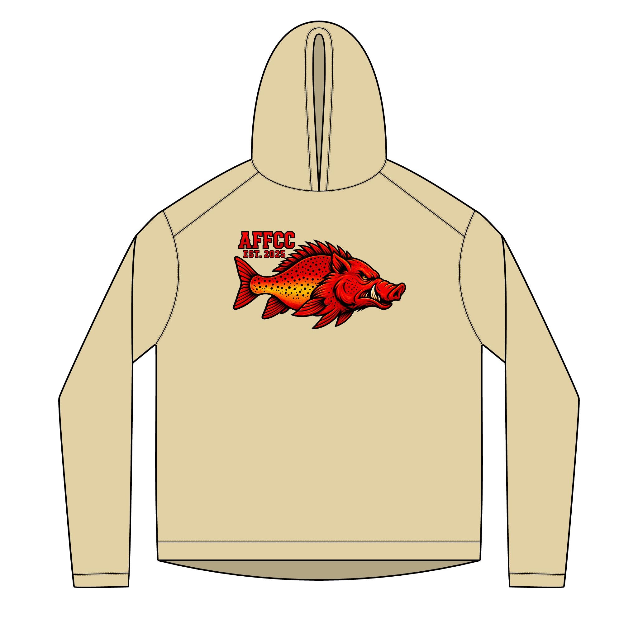 AFFCC Sun Hoodie Hog/Trout Logo – Red Hog/Trout Graphic (AFCC)