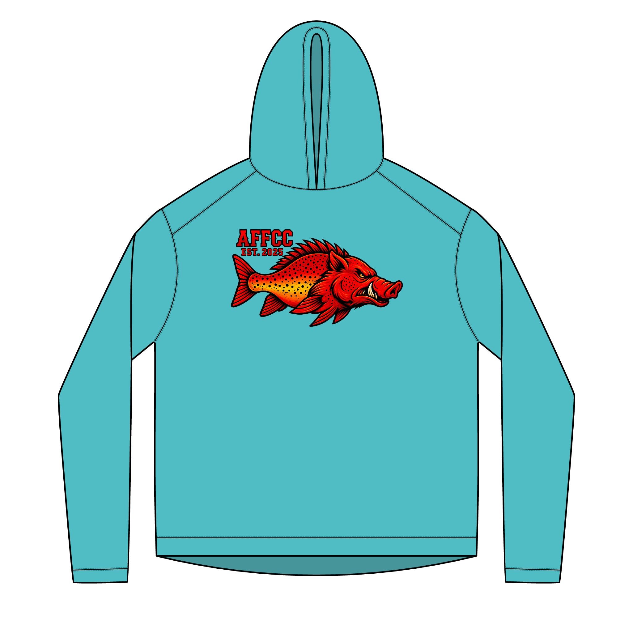 AFFCC Sun Hoodie Hog/Trout Logo – Red Hog/Trout Graphic (AFCC)