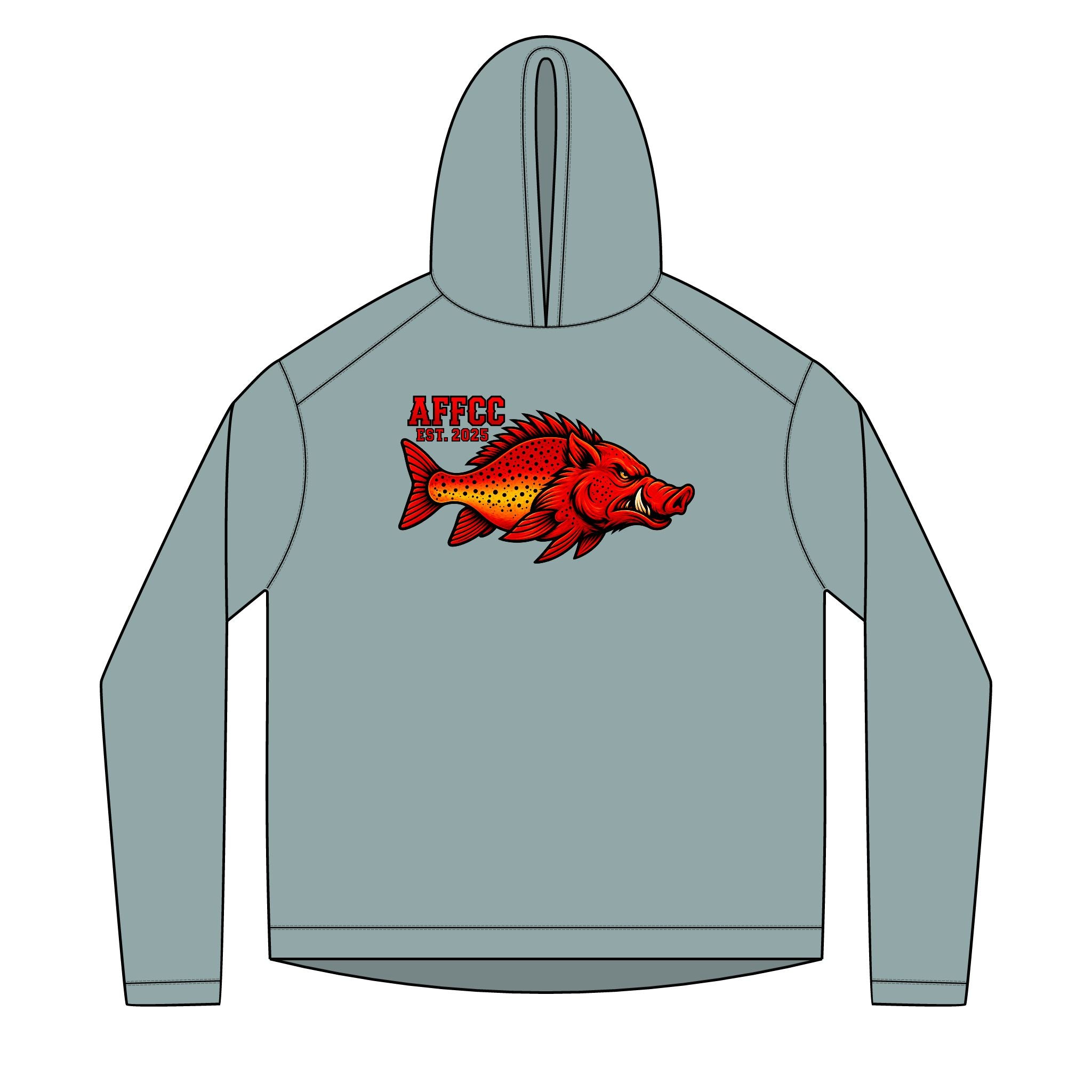 AFFCC Sun Hoodie Hog/Trout Logo – Red Hog/Trout Graphic (AFCC)