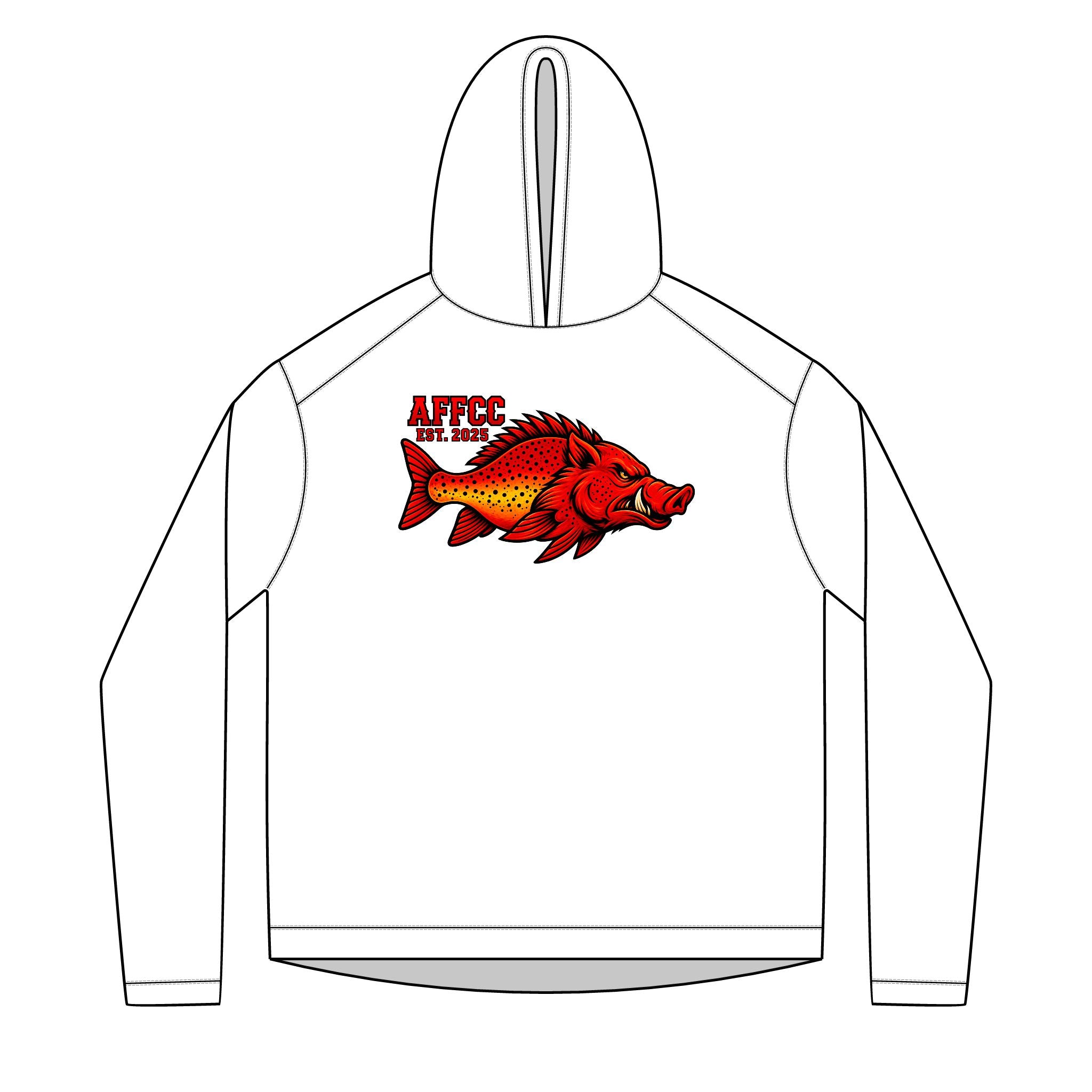 AFFCC Sun Hoodie Hog/Trout Logo – Red Hog/Trout Graphic (AFCC)