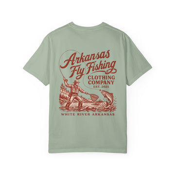 AFFC Arkansas Fly Fishing Hog/Trout Patch T-Shirt | Small Chest Graphic Large Back Graphic