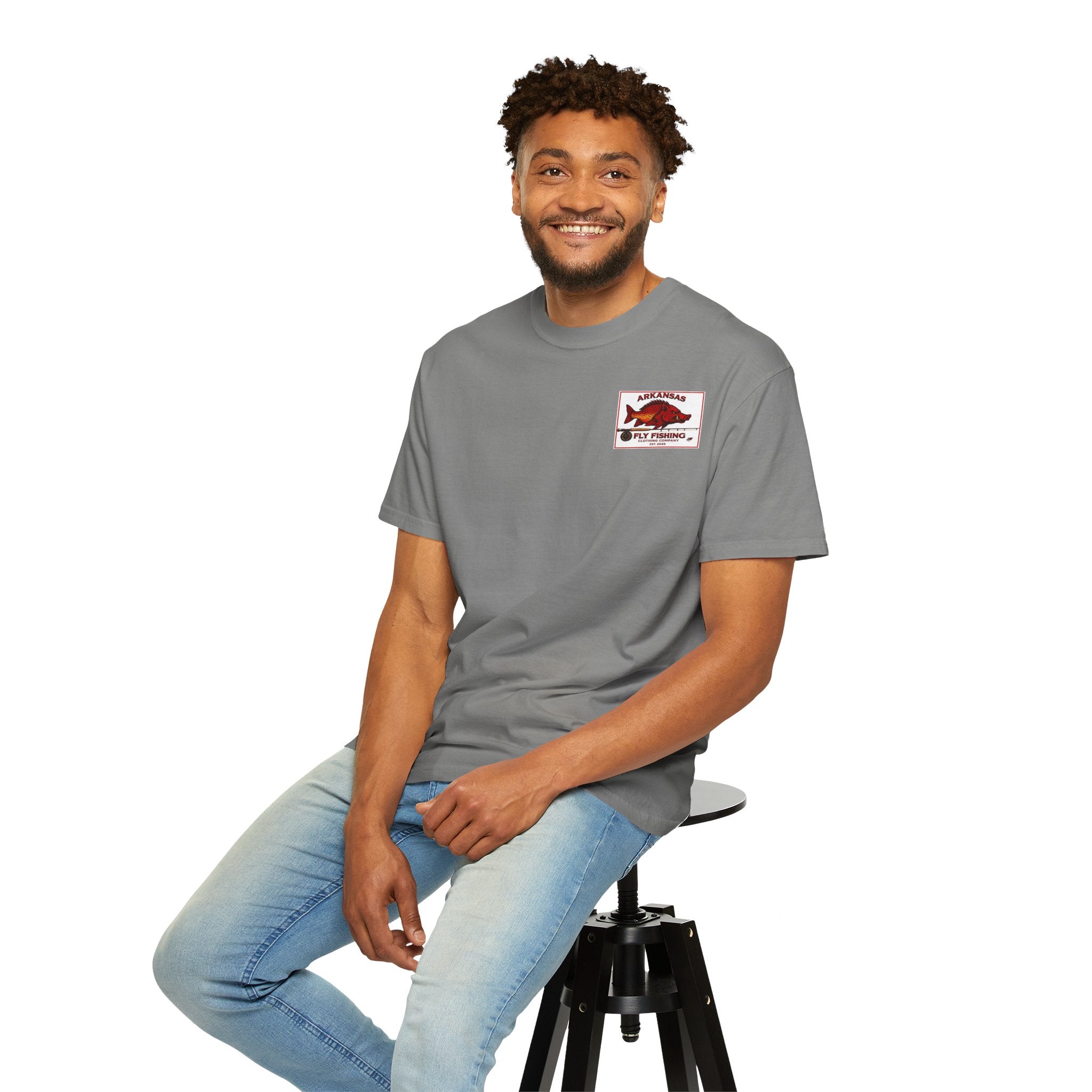 AFFCC Beer Menu Fly Fishing T‑Shirt — AFCC River Classics Vintage Patch Design