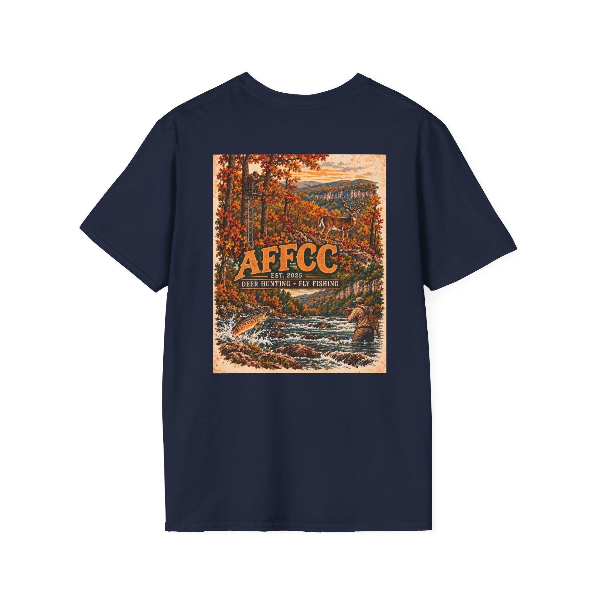 AFFCC Deer hunting and Fall River Fly Fishing Graphic T‑Shirt