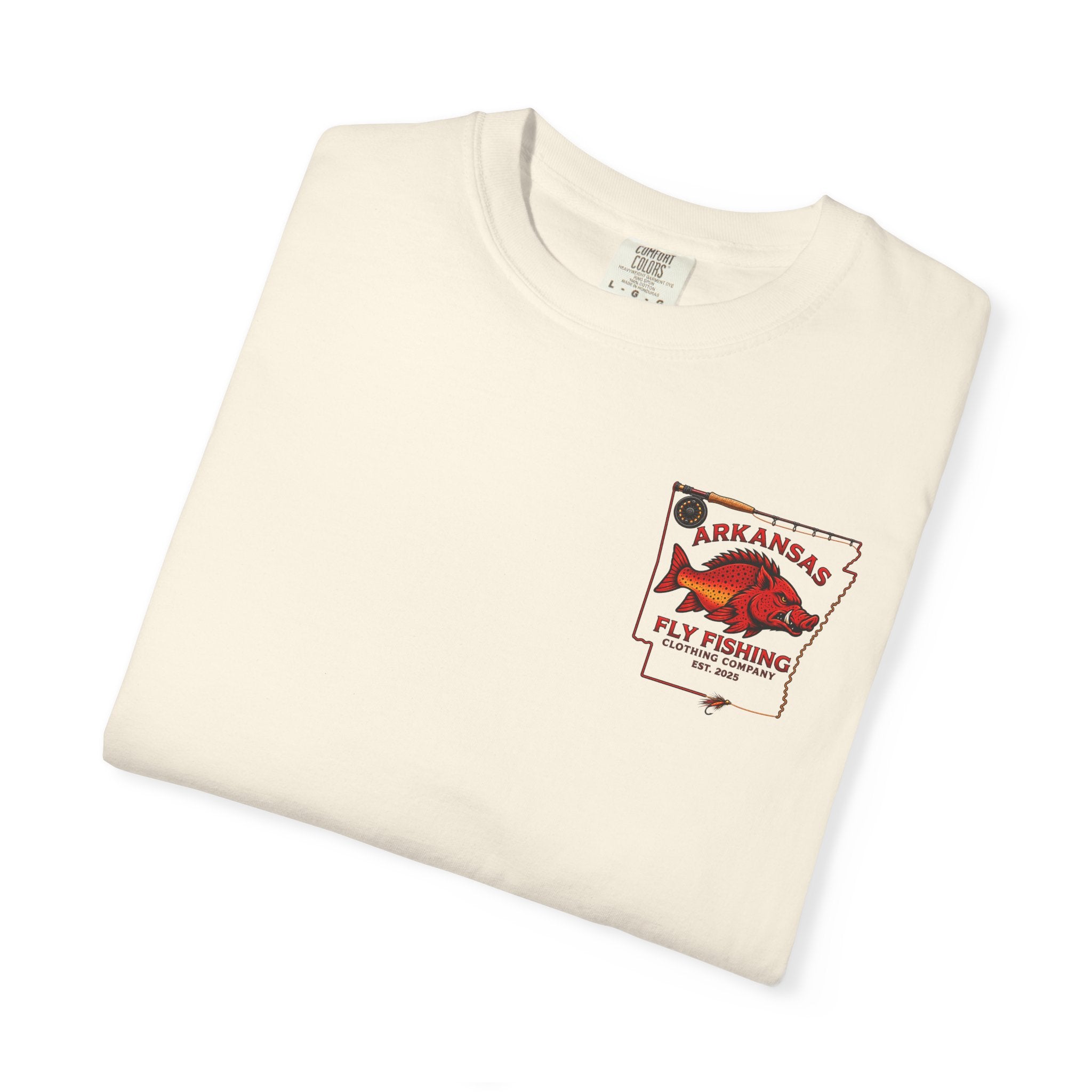 Arkansas Fly Fishing Clothing Company T-Shirt | Fly Rod Script Back Print