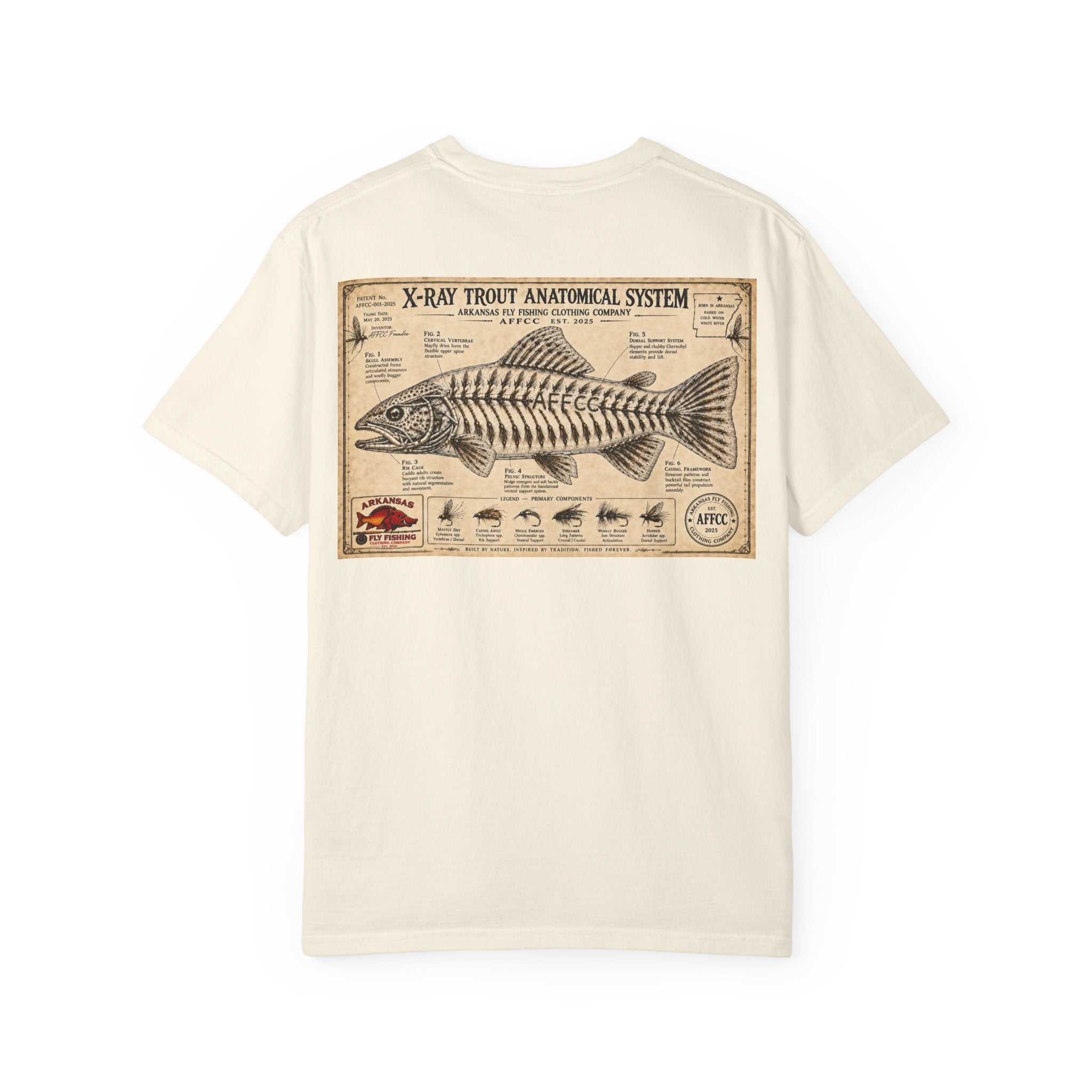 Arkansas Fly Fishing Clothing Company T-Shirt — X-Ray Trout Anatomy Graphic