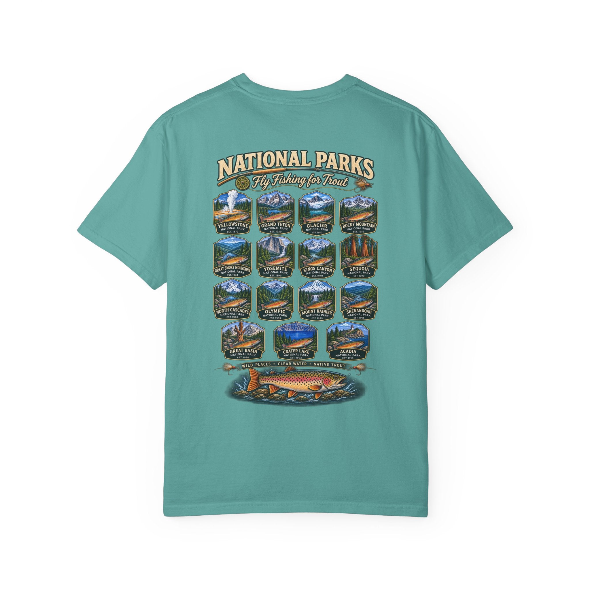AFFCC National Parks Trout Roadtrip T‑Shirt — US Parks Vintage Design