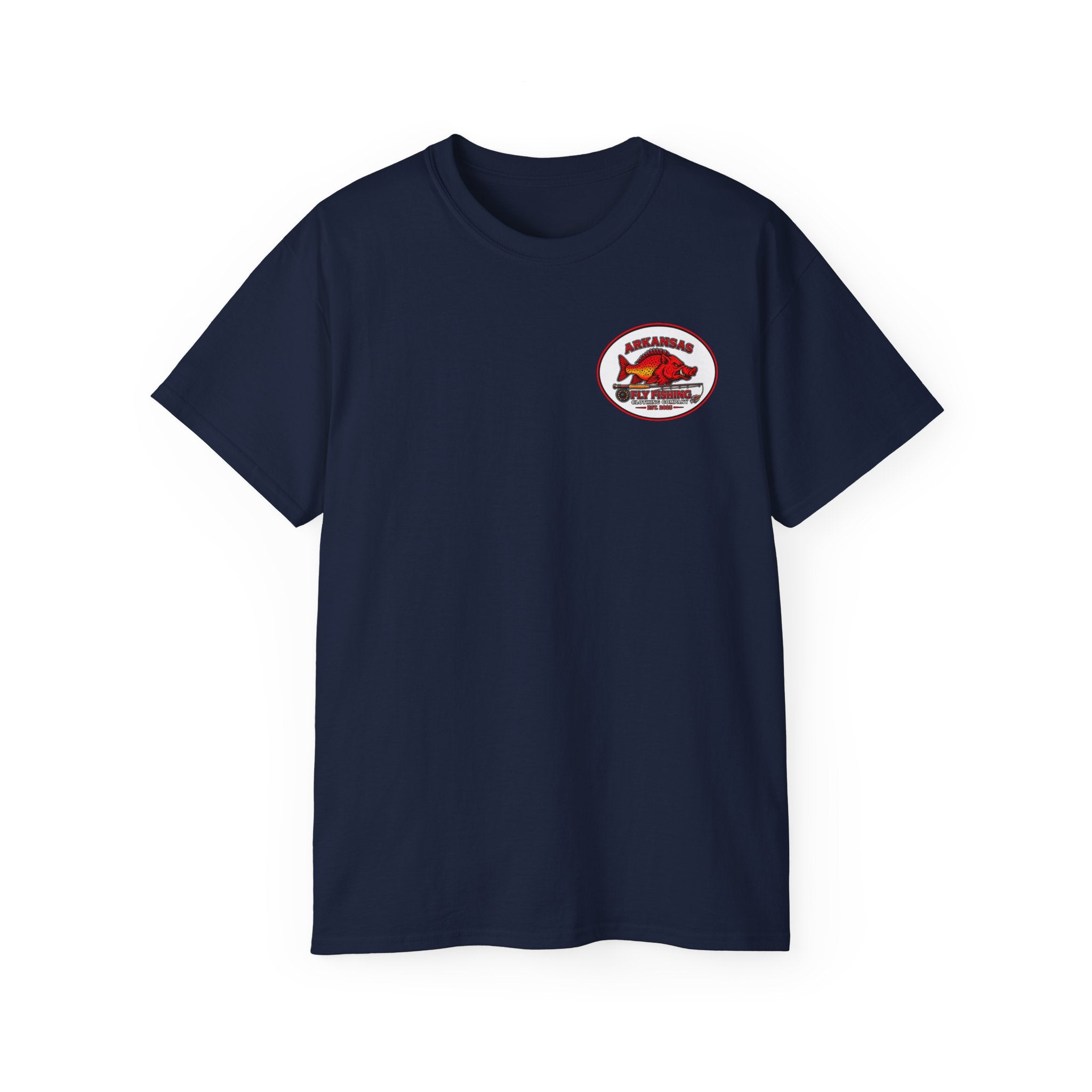 Arkansas Fly Fishing Clothing Company Square Graphic T-Shirt — Arkansas Clothing Company Vintage Fly Design