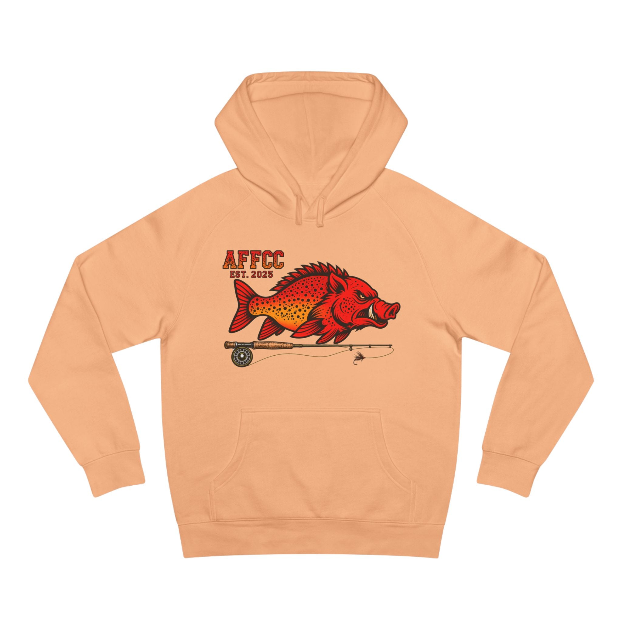 Arkansas Fly Fishing Clothing Company Hoodie — AFFCC EST. 2025 Hog/Trout With Rod Graphic