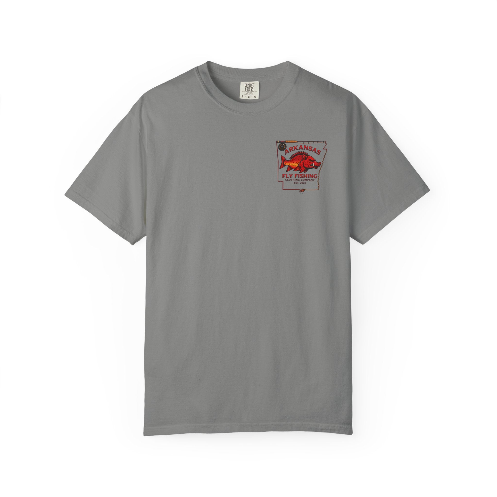 Arkansas Fly Fishing Clothing Company T-Shirt | Fly Rod Script Back Print